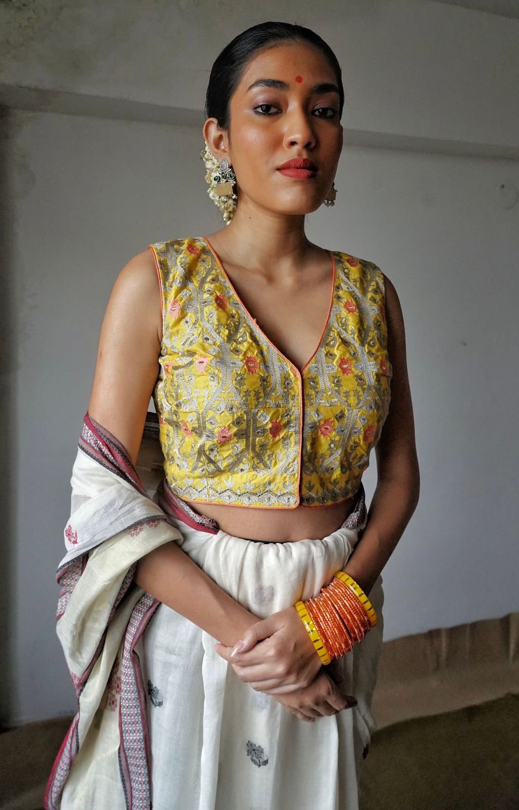 LEMON YELLOW DAALIM PHOOL (BLOUSE)