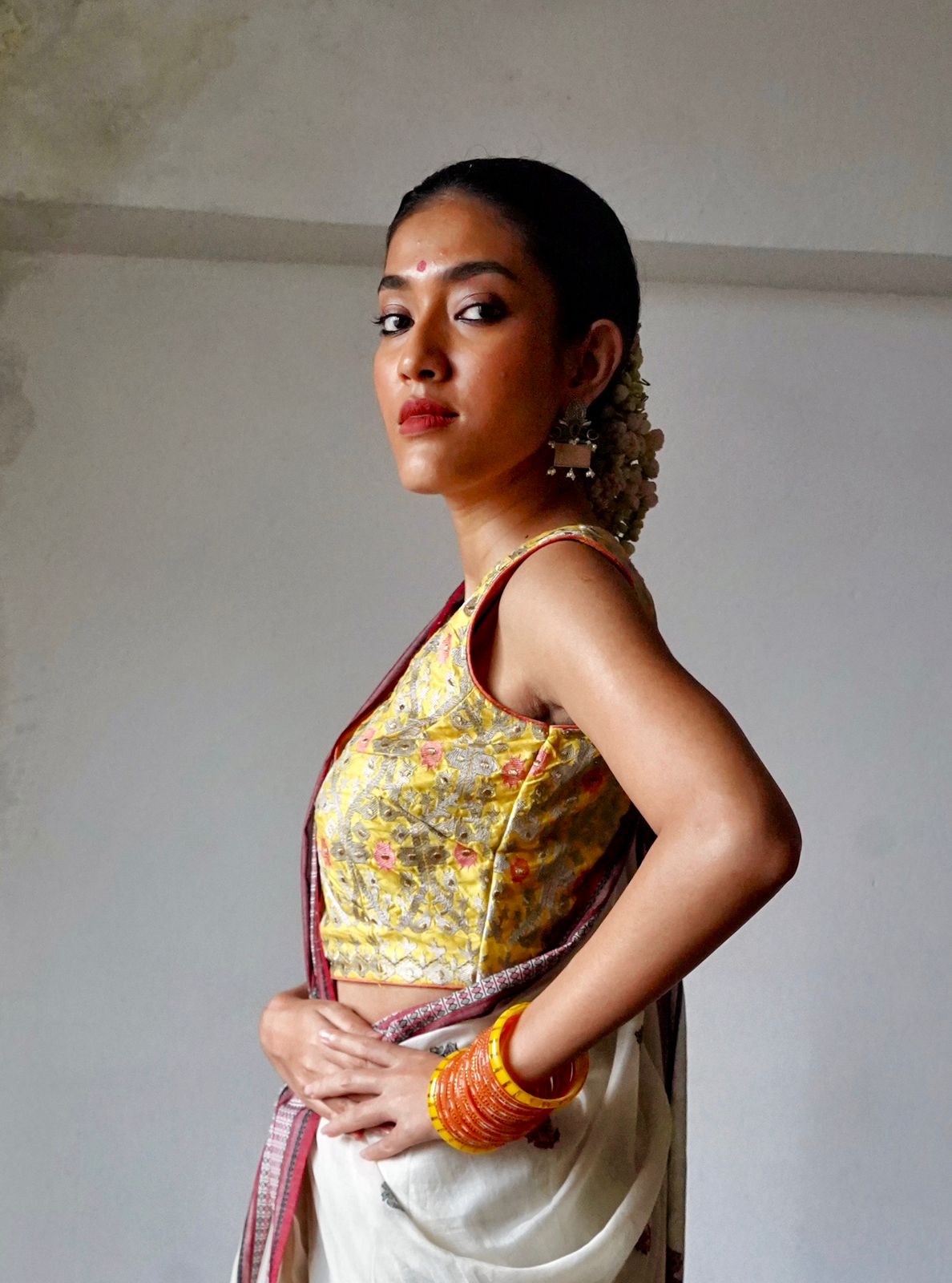 LEMON YELLOW DAALIM PHOOL (BLOUSE)