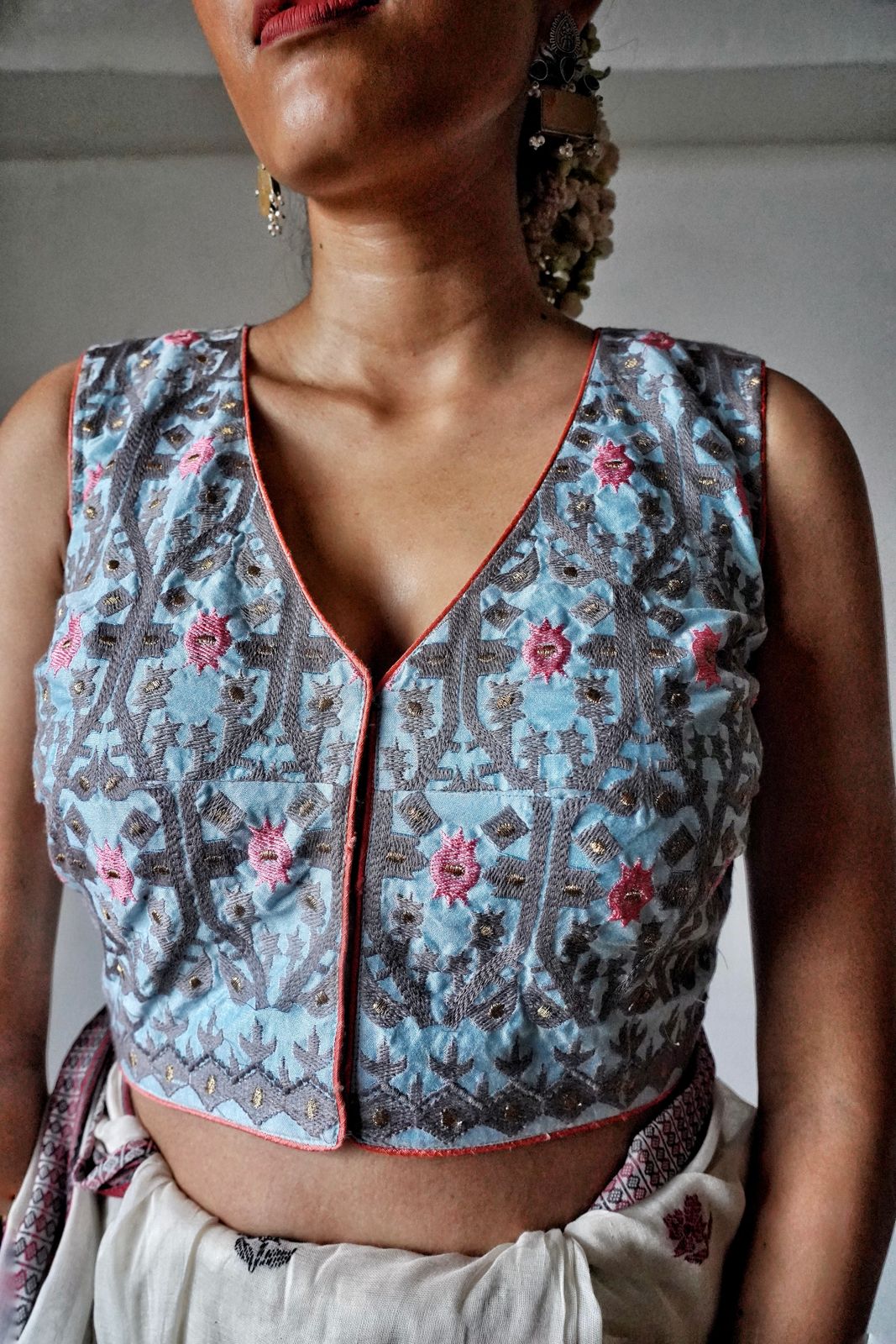 POWDER BLUE DAALIM PHOOL (BLOUSE)