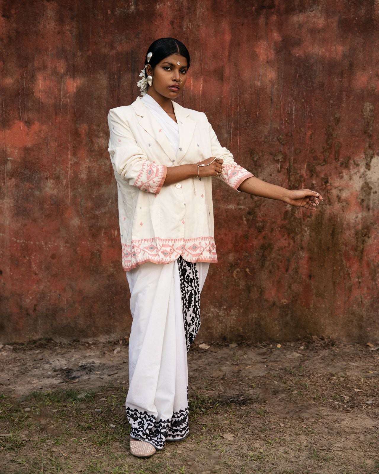 WHITE JAMDANI JACKET