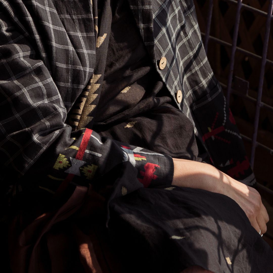 BLACK JAMDANI JACKET