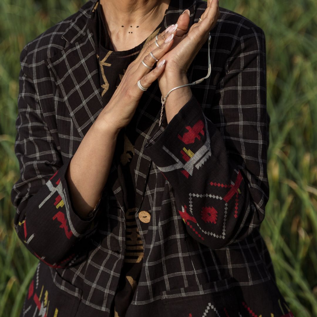 BLACK JAMDANI JACKET