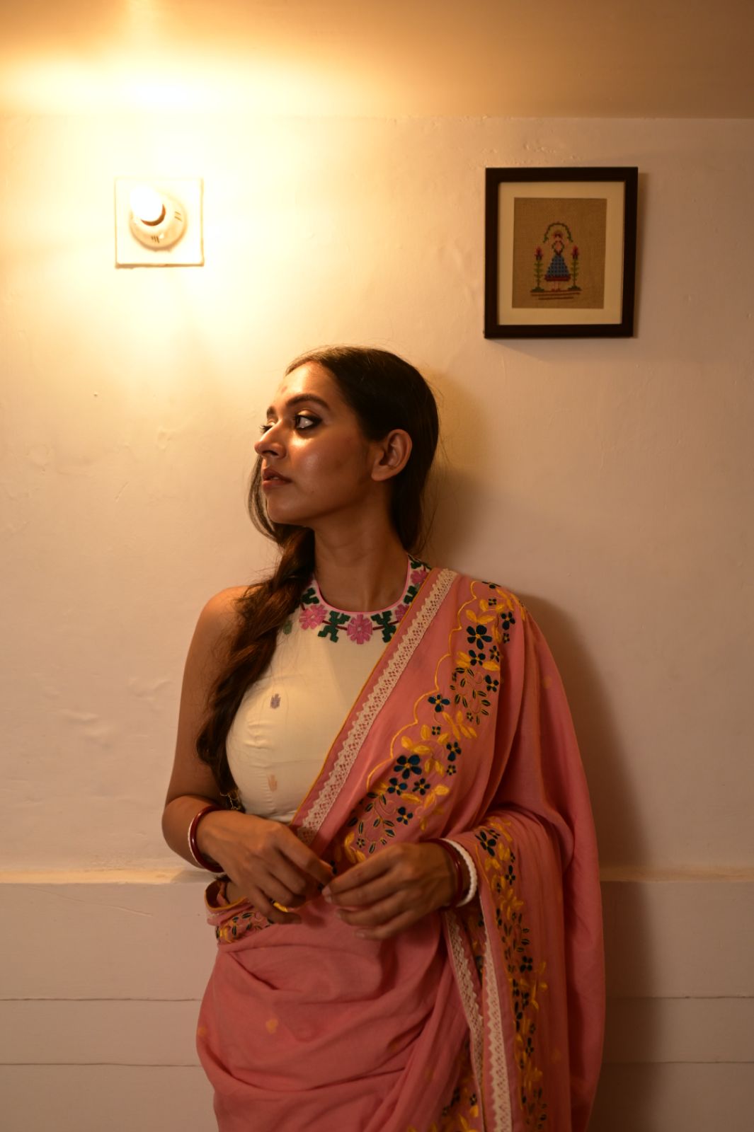 PEACH DAISY RUMAL SAREE