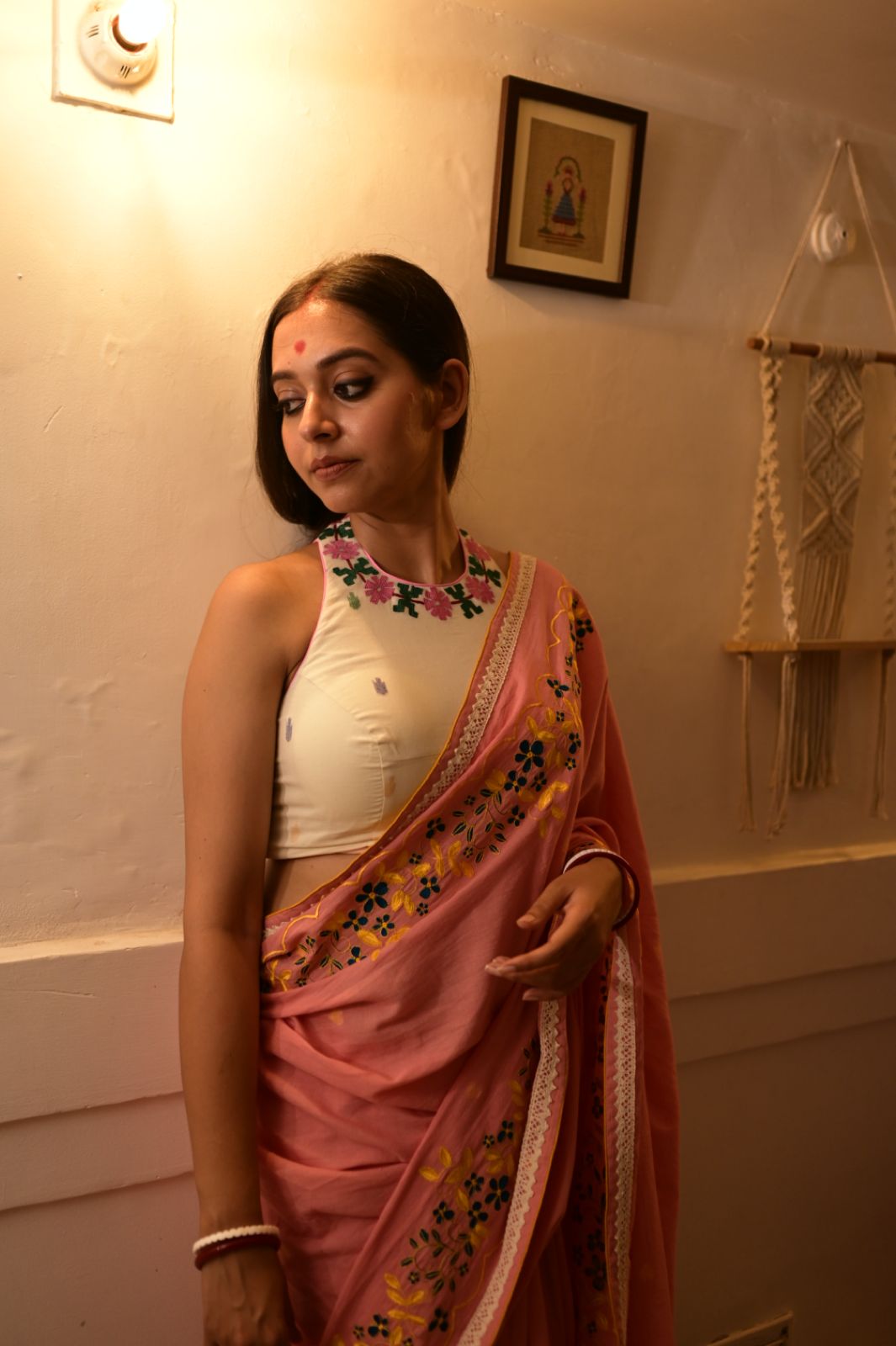 PEACH DAISY RUMAL SAREE