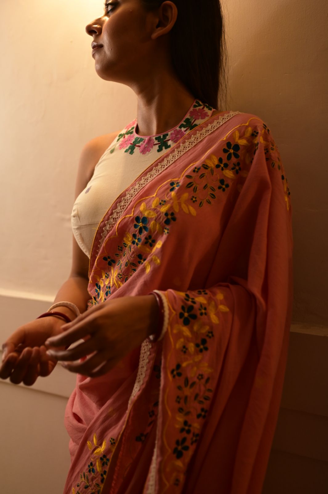 PEACH DAISY RUMAL SAREE
