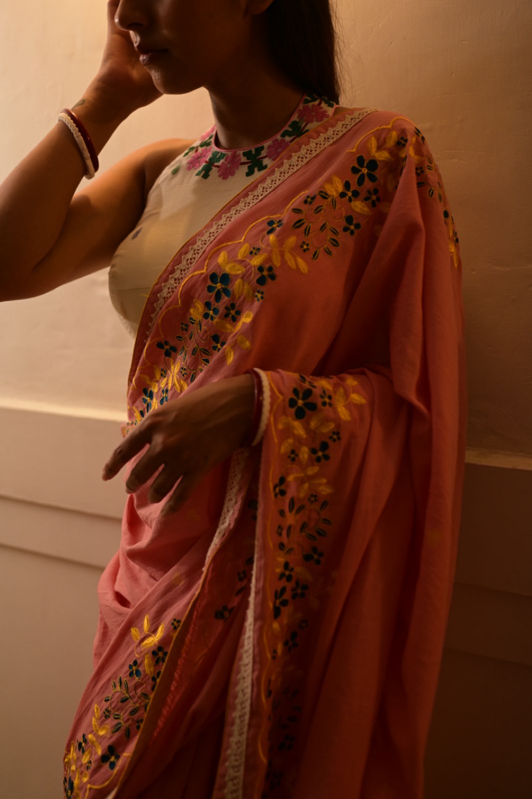 PEACH DAISY RUMAL SAREE