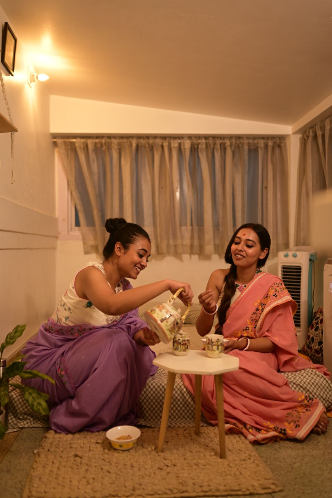 LAVENDER ROSE BUD RUMAL SAREE