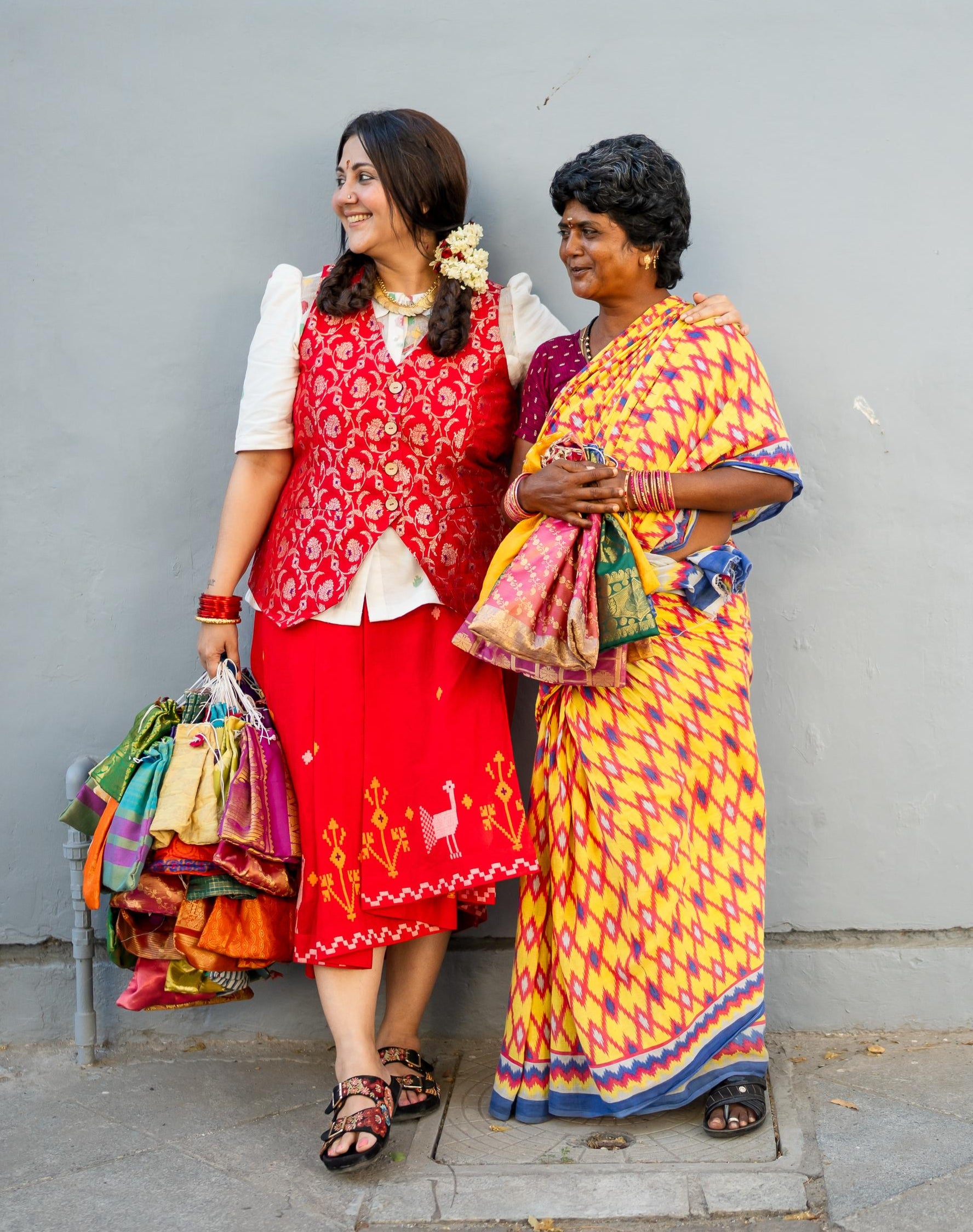 RED KUMKUM PLEATED SKIRT
