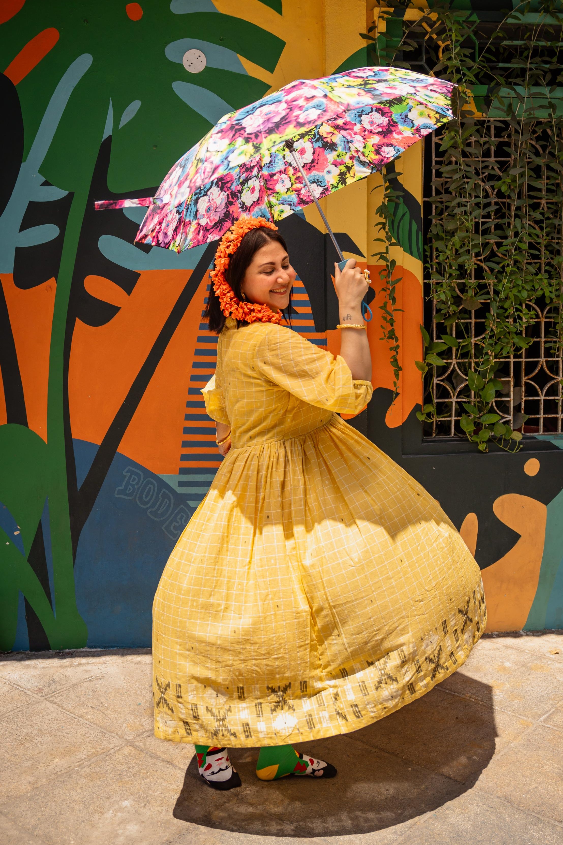 BUTTER DOSA JAMDANI GATHERED DRESS