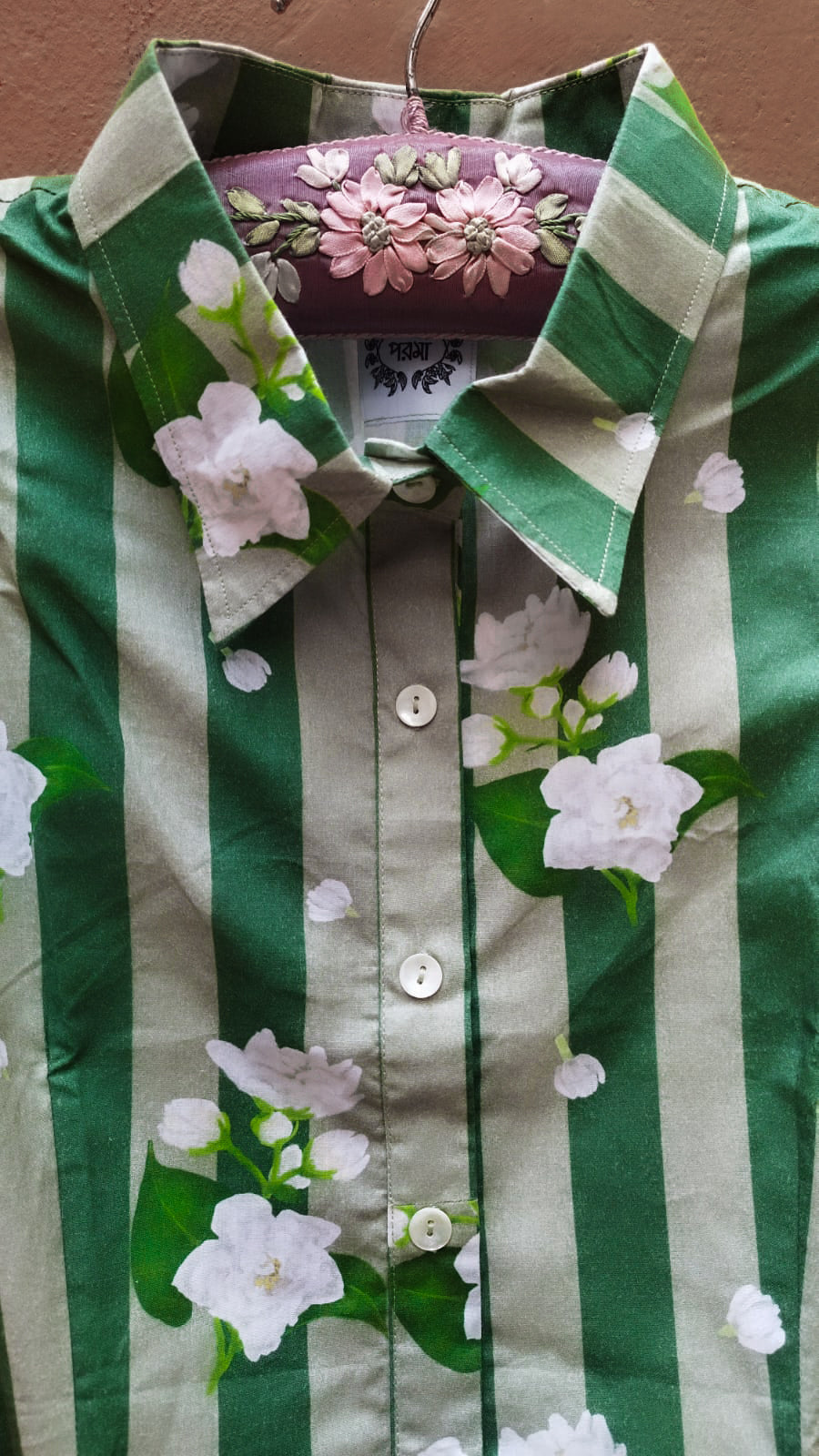 MALLI POO GREEN STRIPED SHIRT