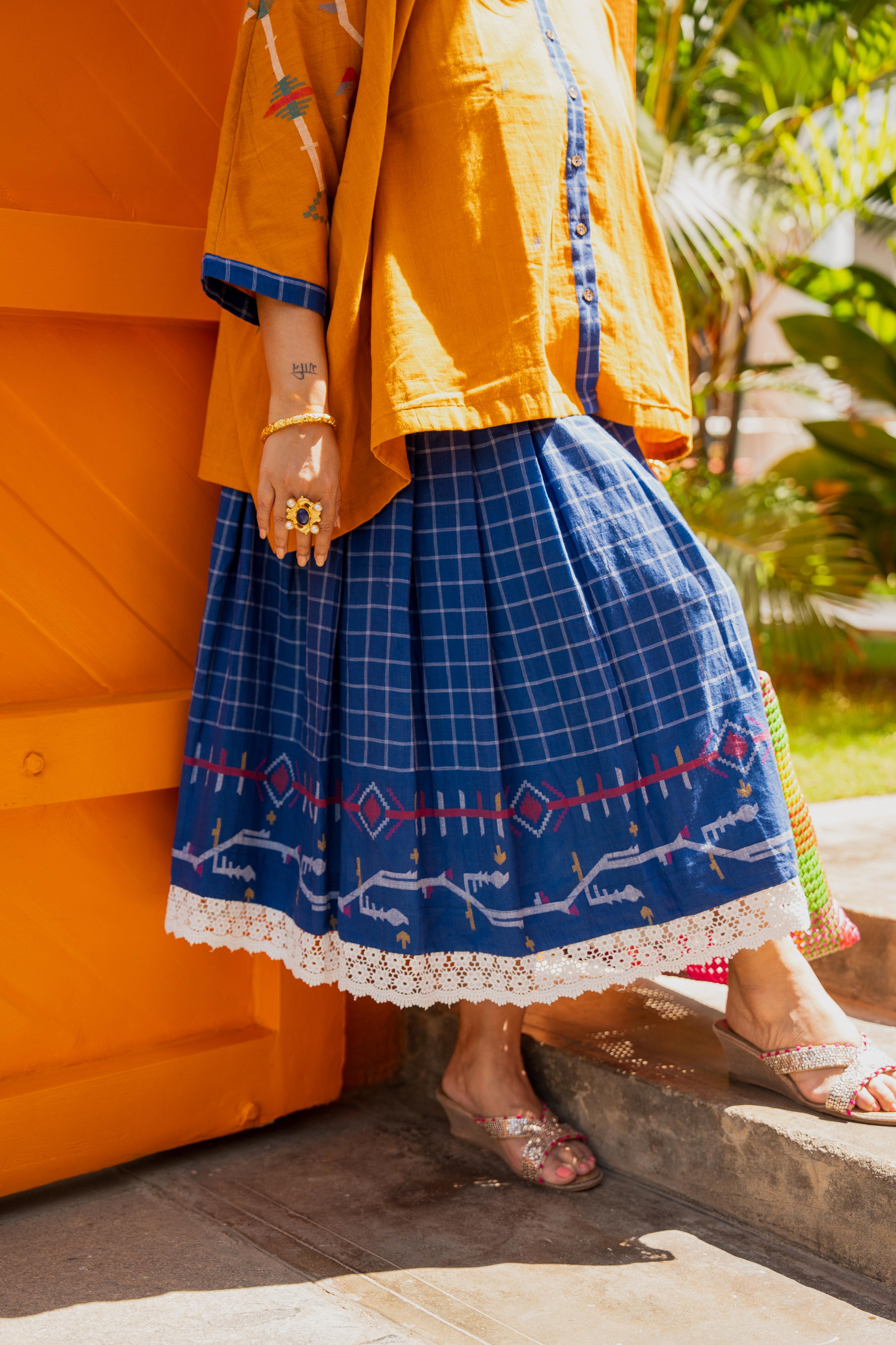 HOLIDAY MIDI JAMDANI SKIRT