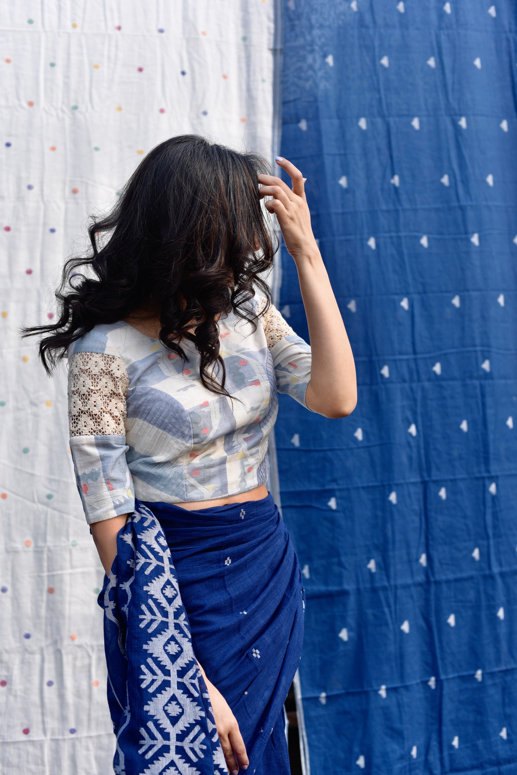 NAVY BLUE JAMDANI SAREE