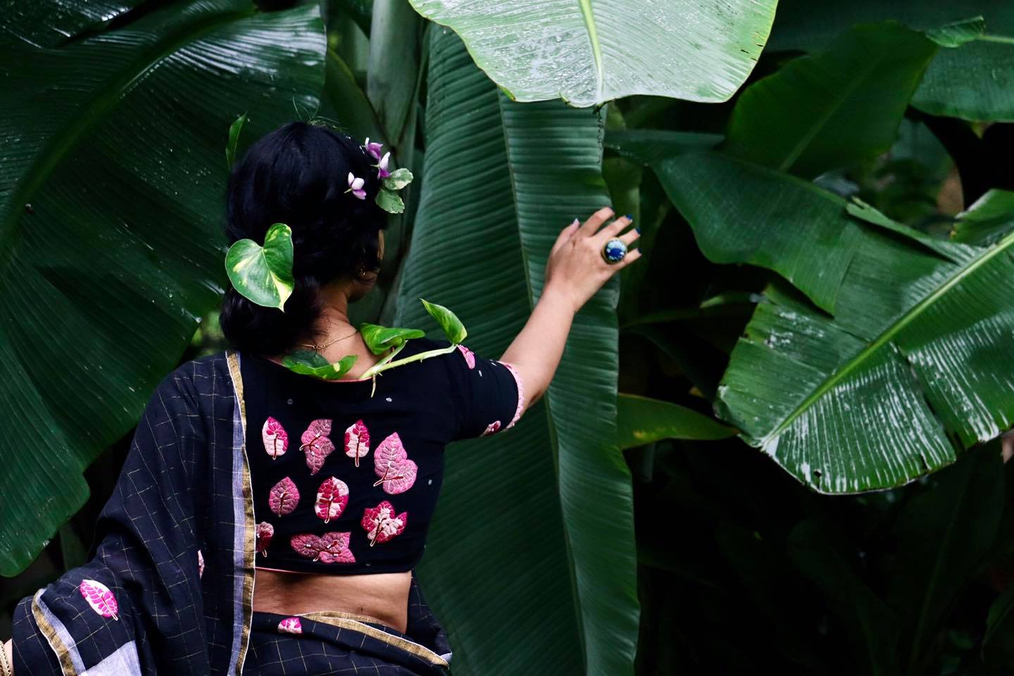 BLACK CHECK BOUGAINVILLEA (SAREE)
