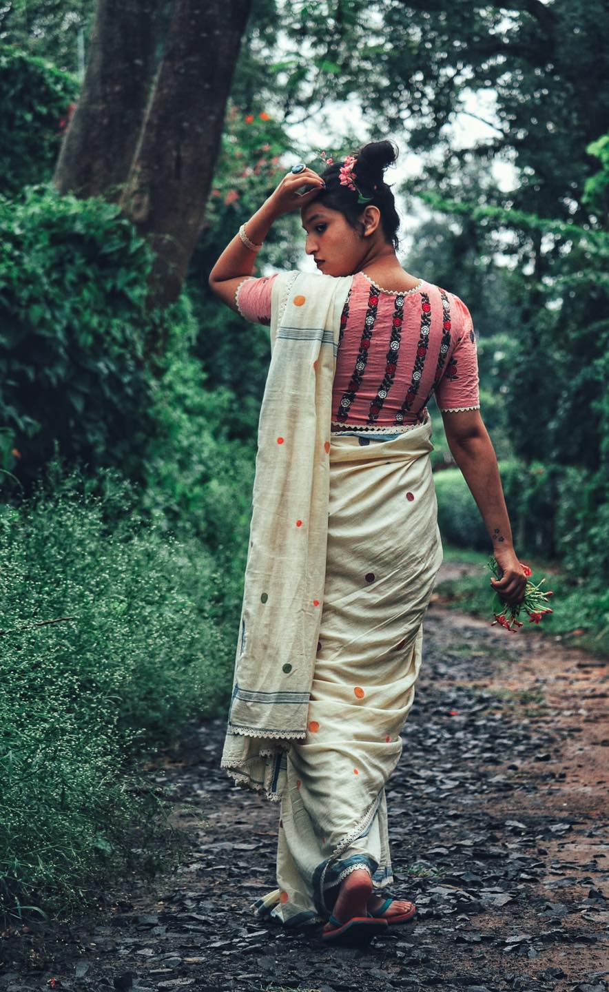 CREAM POLKA JAMDANI