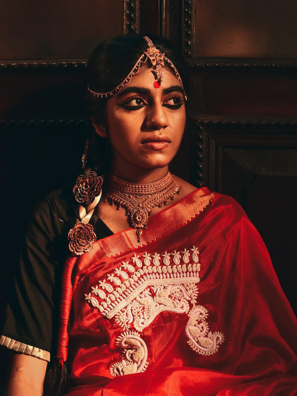 RED SILK MANGALGIRI DAAKER SAJ (SAREE)