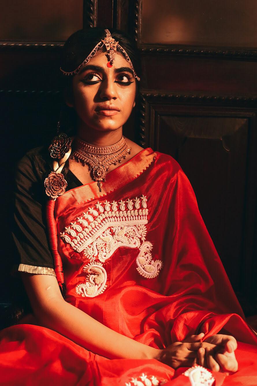 RED SILK MANGALGIRI DAAKER SAJ (SAREE)
