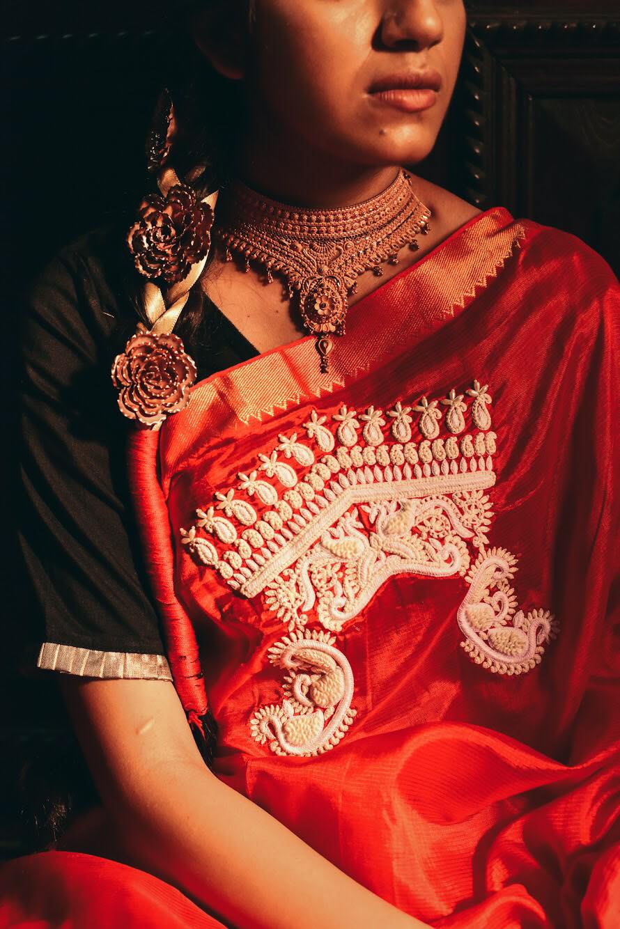 RED SILK MANGALGIRI DAAKER SAJ (SAREE)