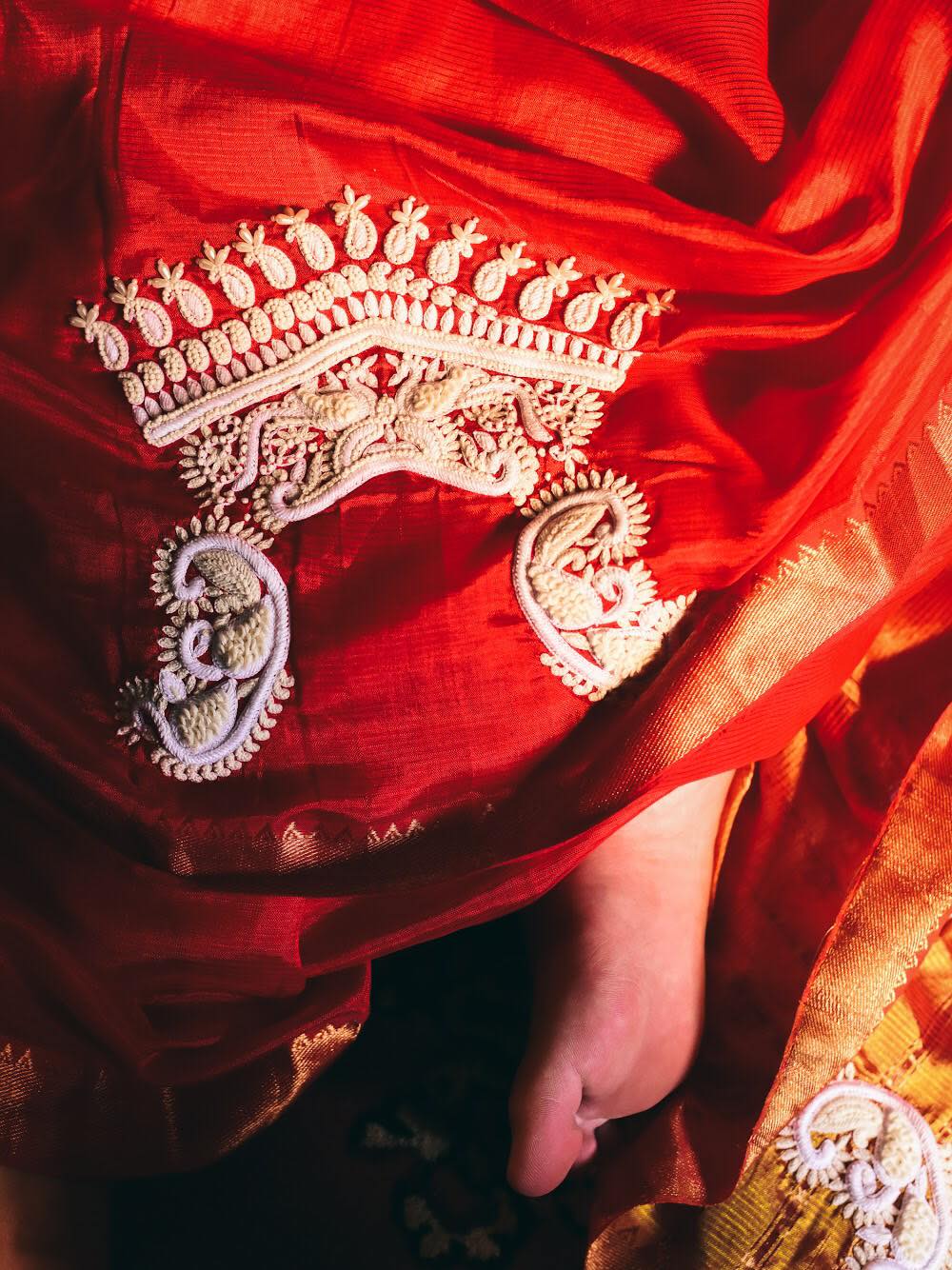 RED SILK MANGALGIRI DAAKER SAJ (SAREE)