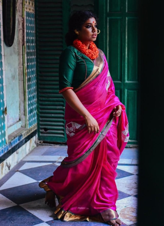 GREEN & SILVER THAKURER GOYNA (BLOUSE)