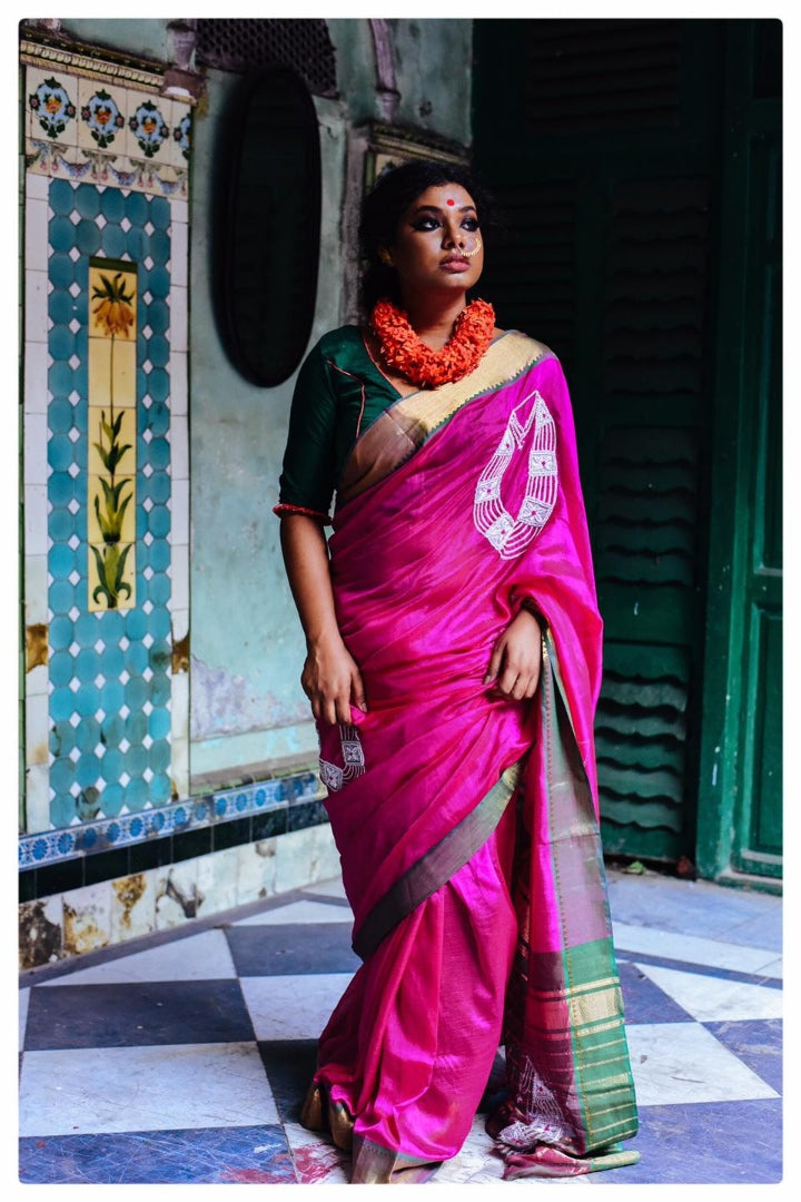 GREEN & SILVER THAKURER GOYNA (BLOUSE)