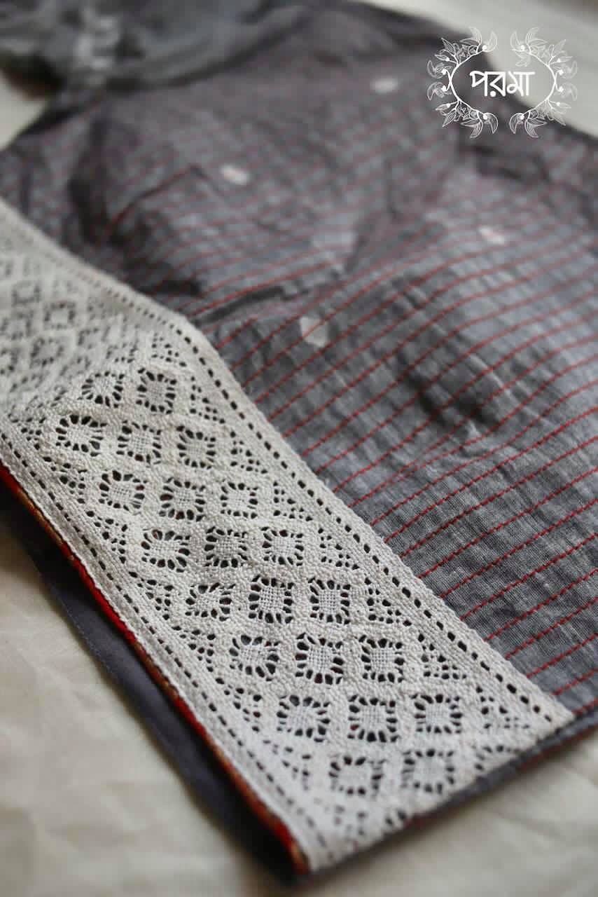 GREY JAMDANI BROCADE COLLAR
