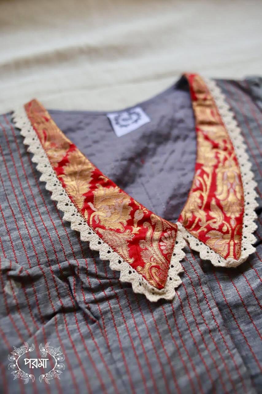 GREY JAMDANI BROCADE COLLAR