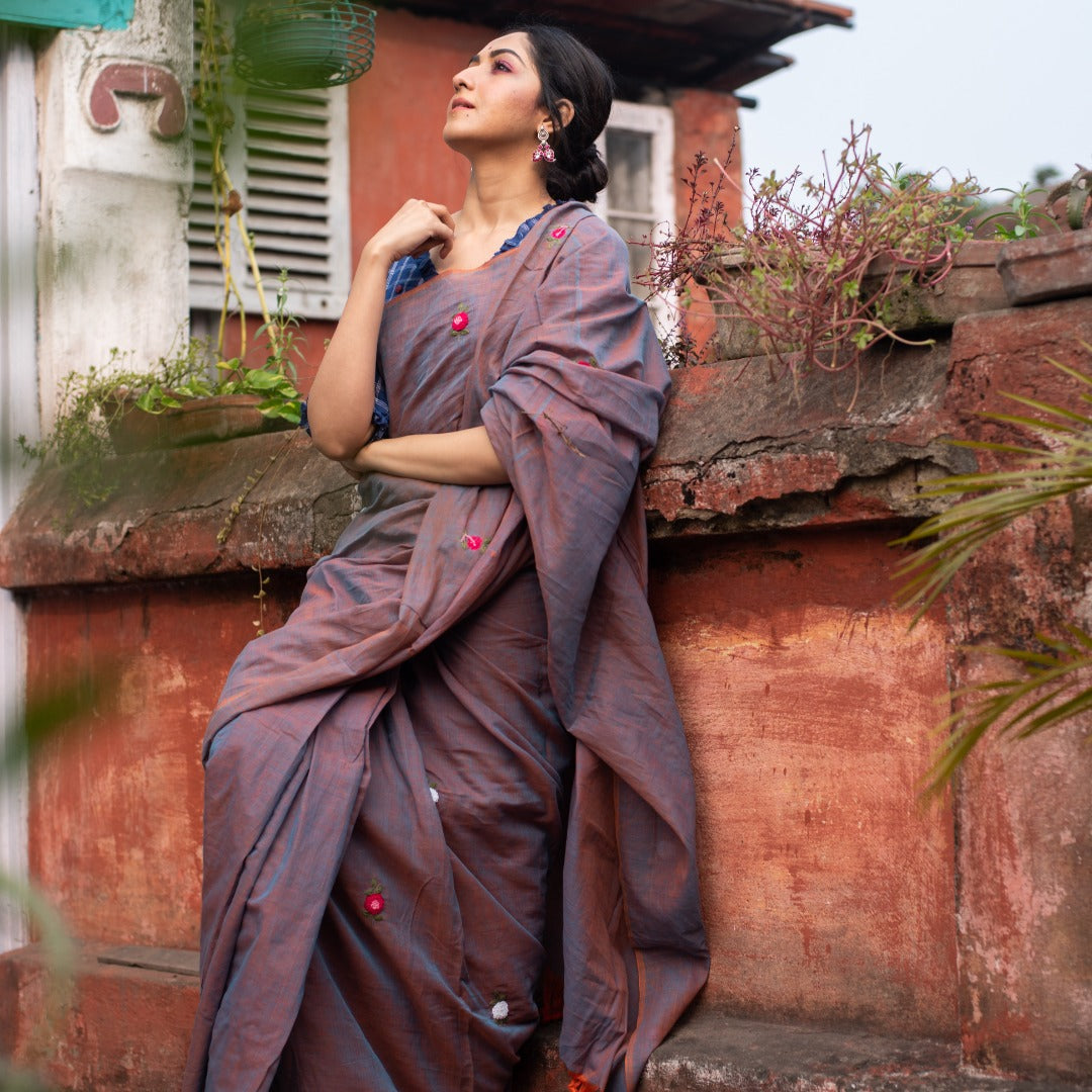 CINNAMON-LAVENDAR ROSES SAREE