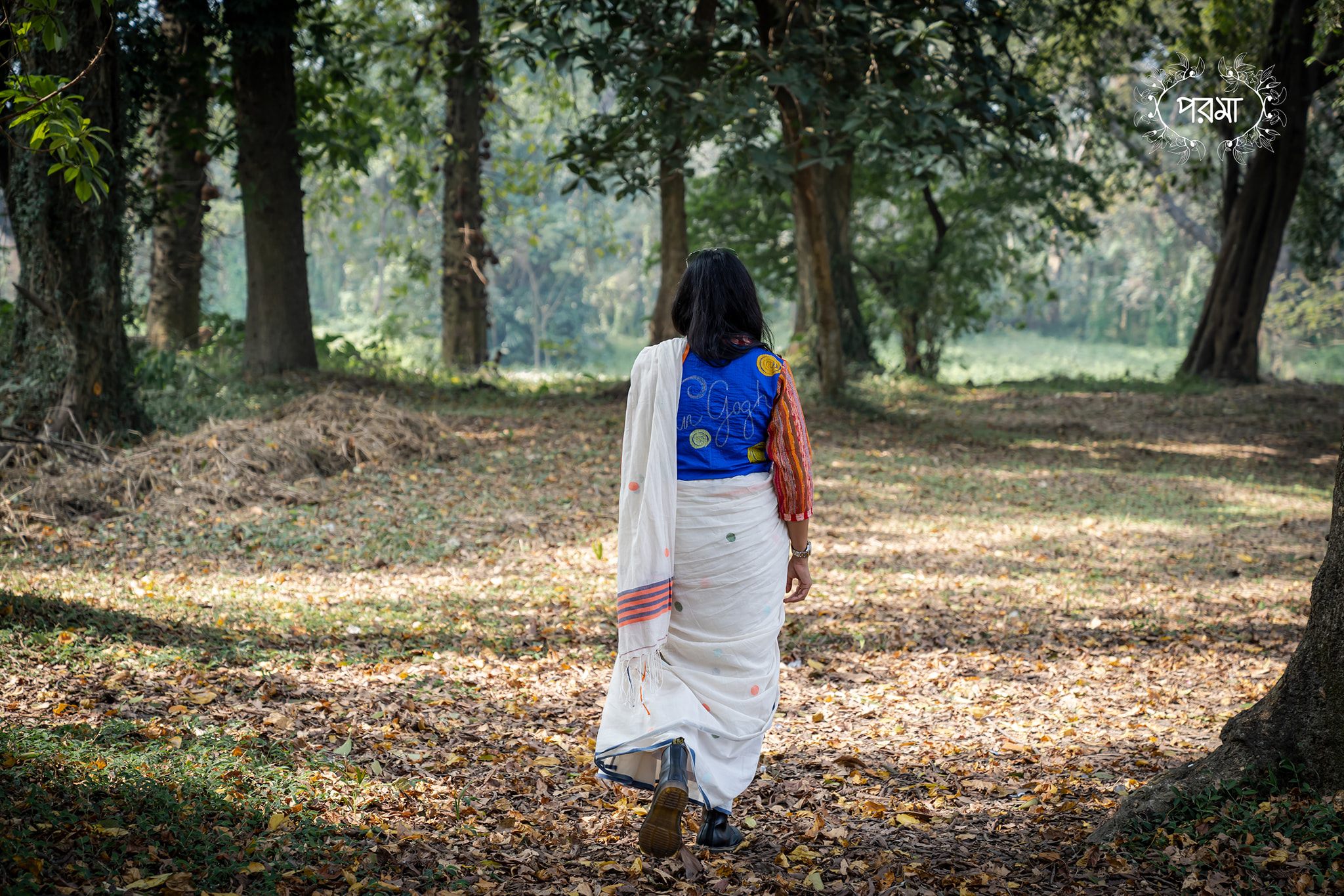 WHITE MULTI POLKA JAMDANI