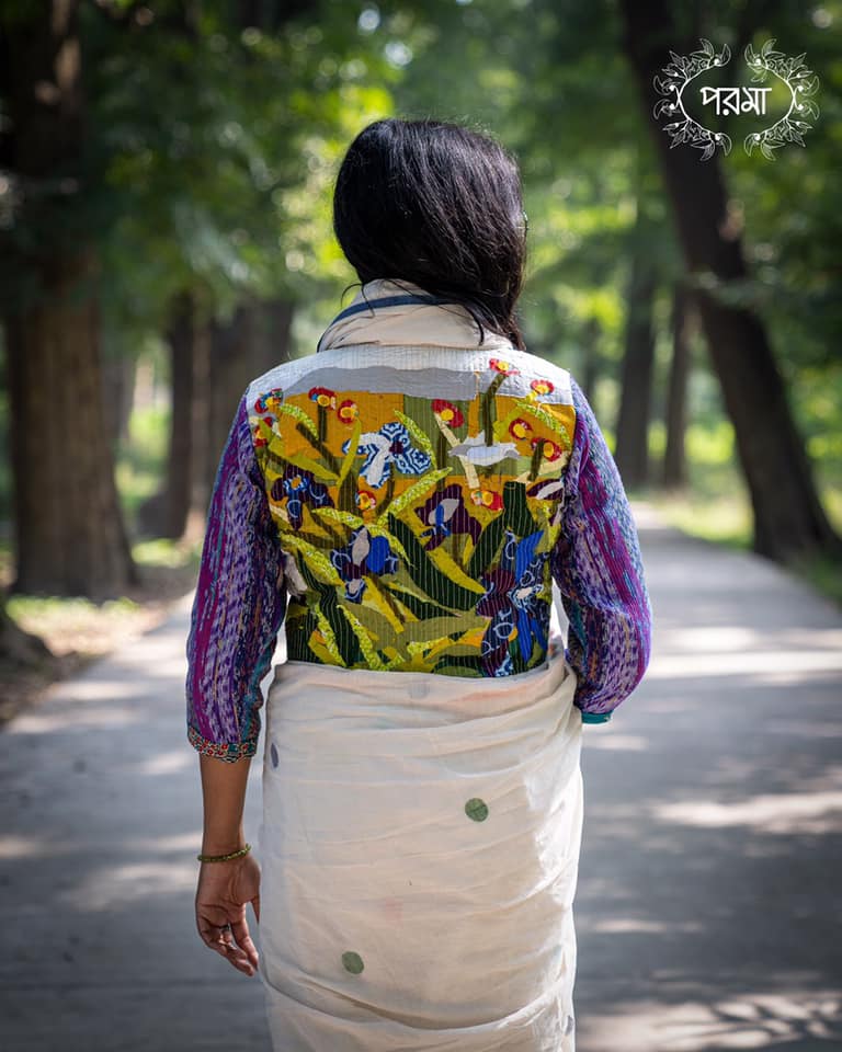 WHITE MULTI POLKA JAMDANI