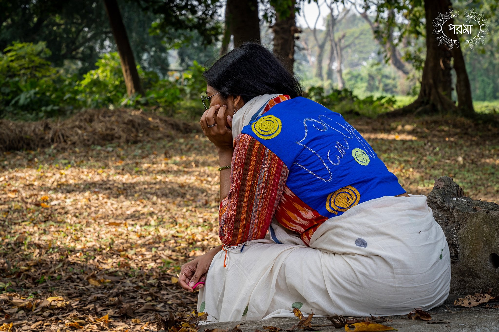 WHITE MULTI POLKA JAMDANI