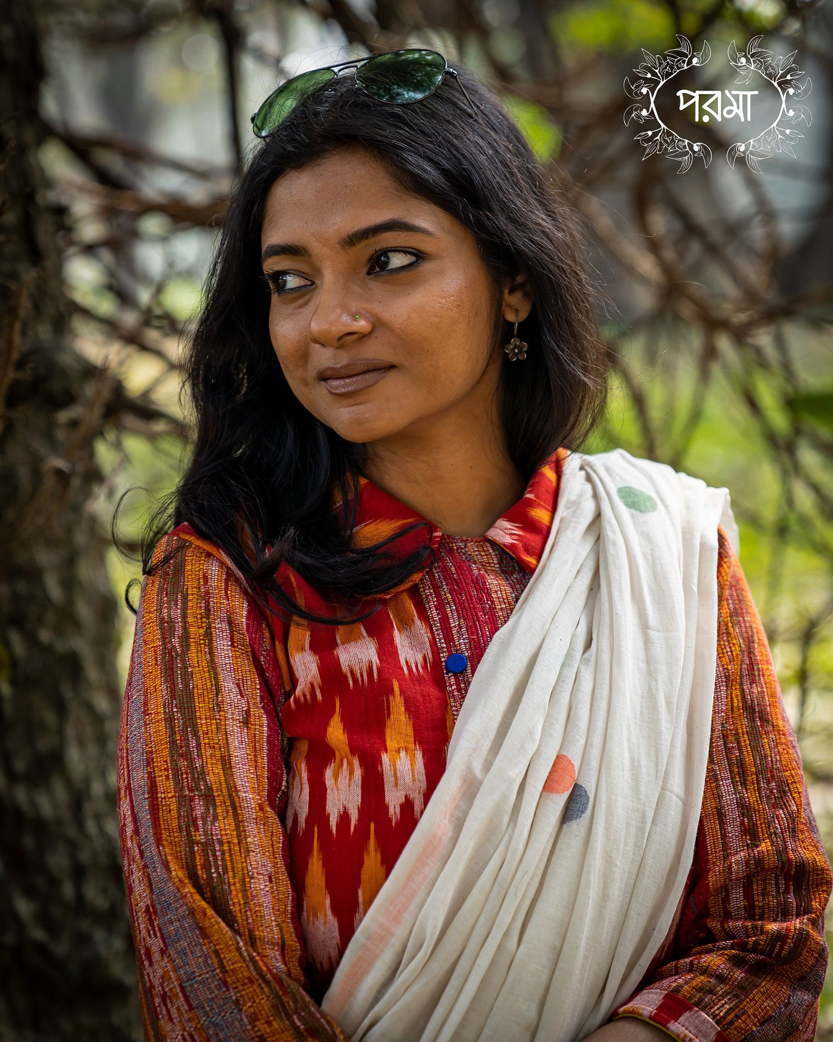 WHITE MULTI POLKA JAMDANI