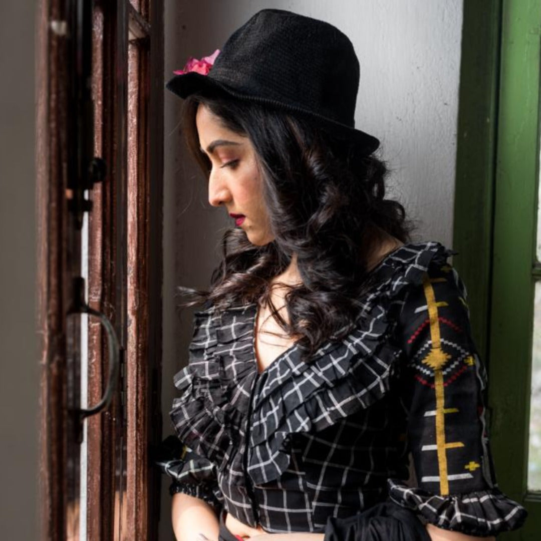 CHECKS AND MUSTARD (BLOUSE)
