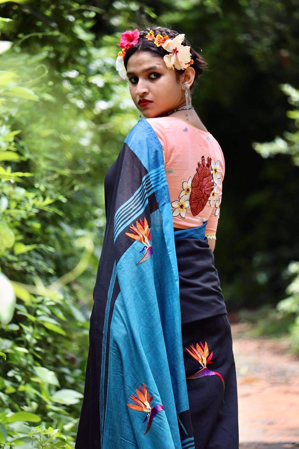 BLACK-BLUE BIRDS OF PARADISE (SAREE)