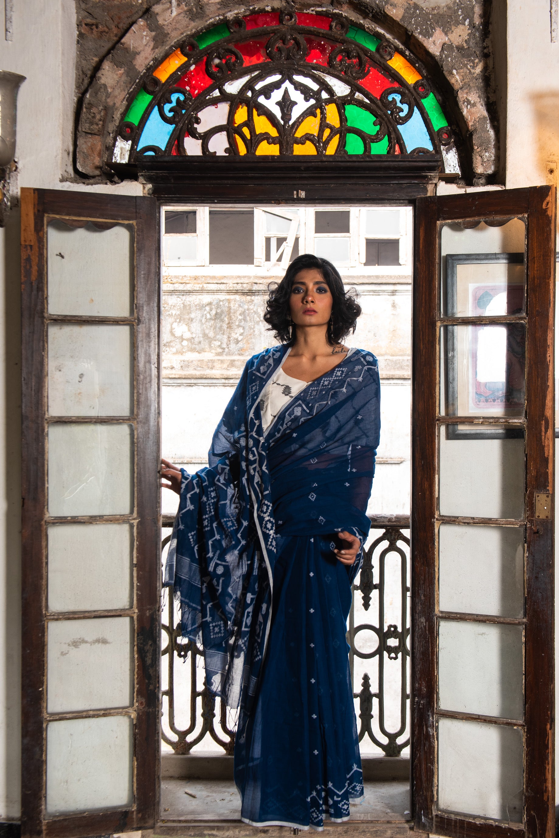 INDIGO BLUE JAMDANI SAREE