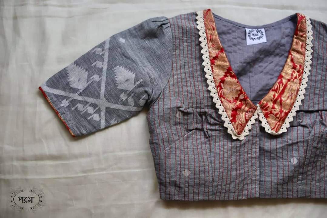 GREY JAMDANI BROCADE COLLAR