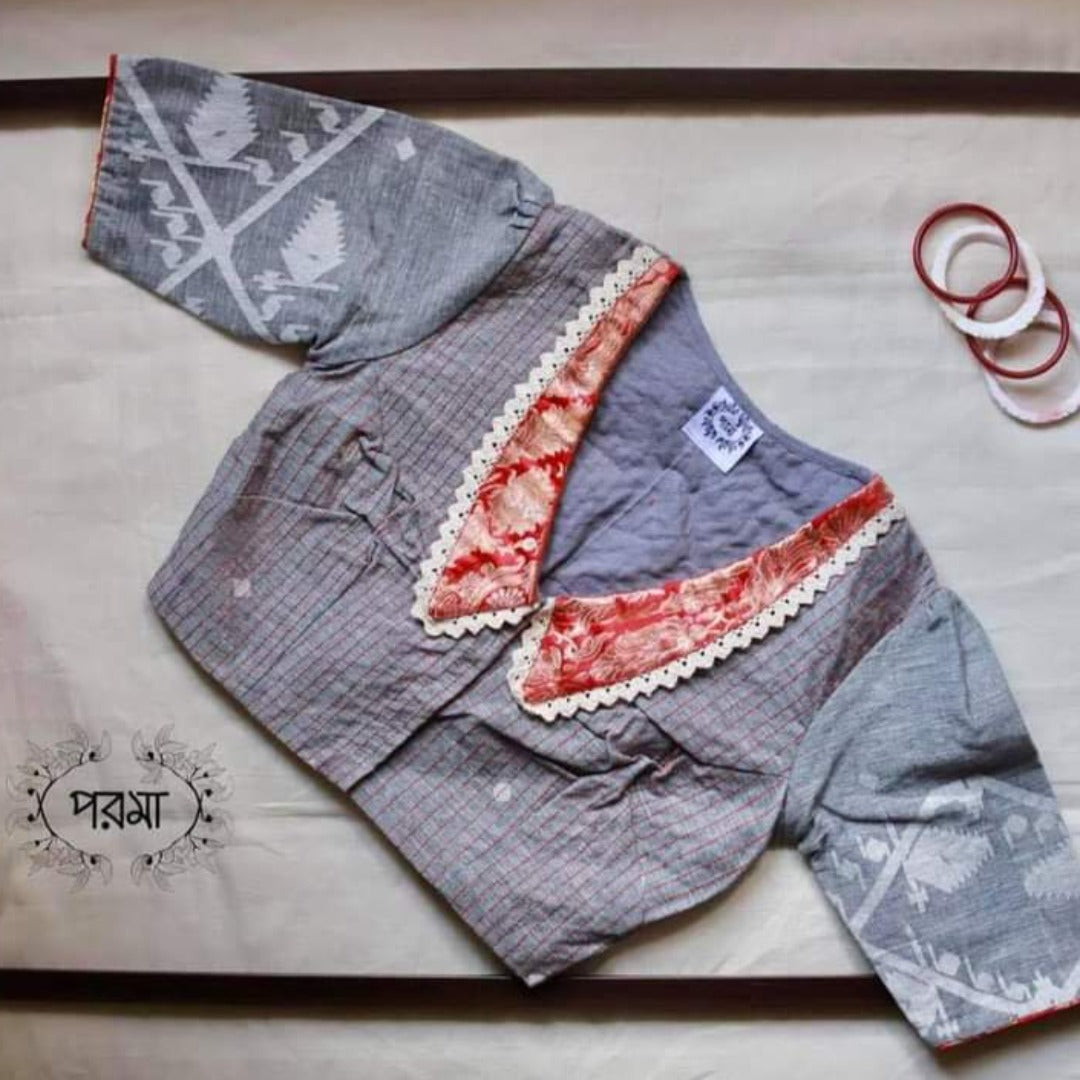 GREY JAMDANI BROCADE COLLAR