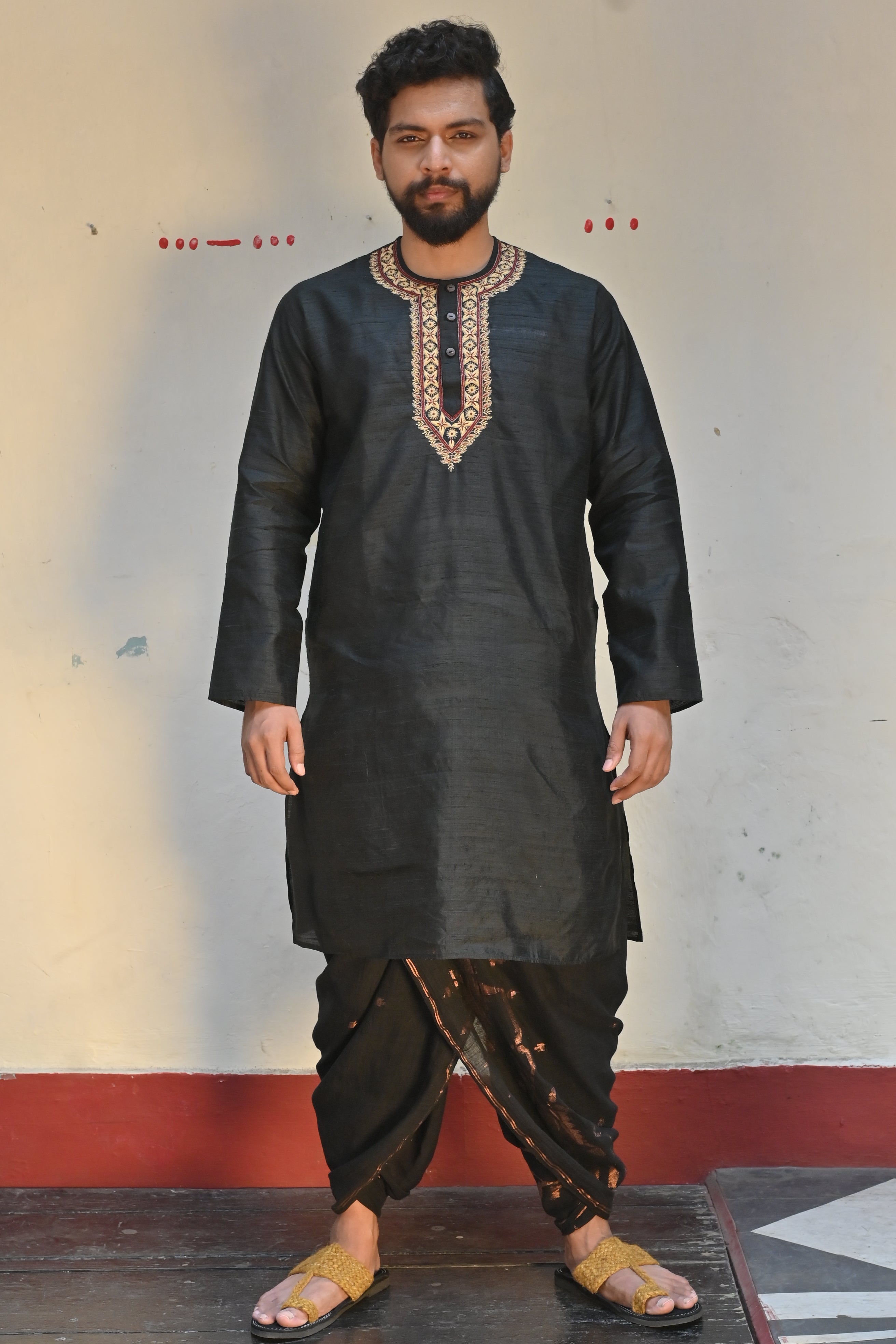 Black Zardousi Kurta