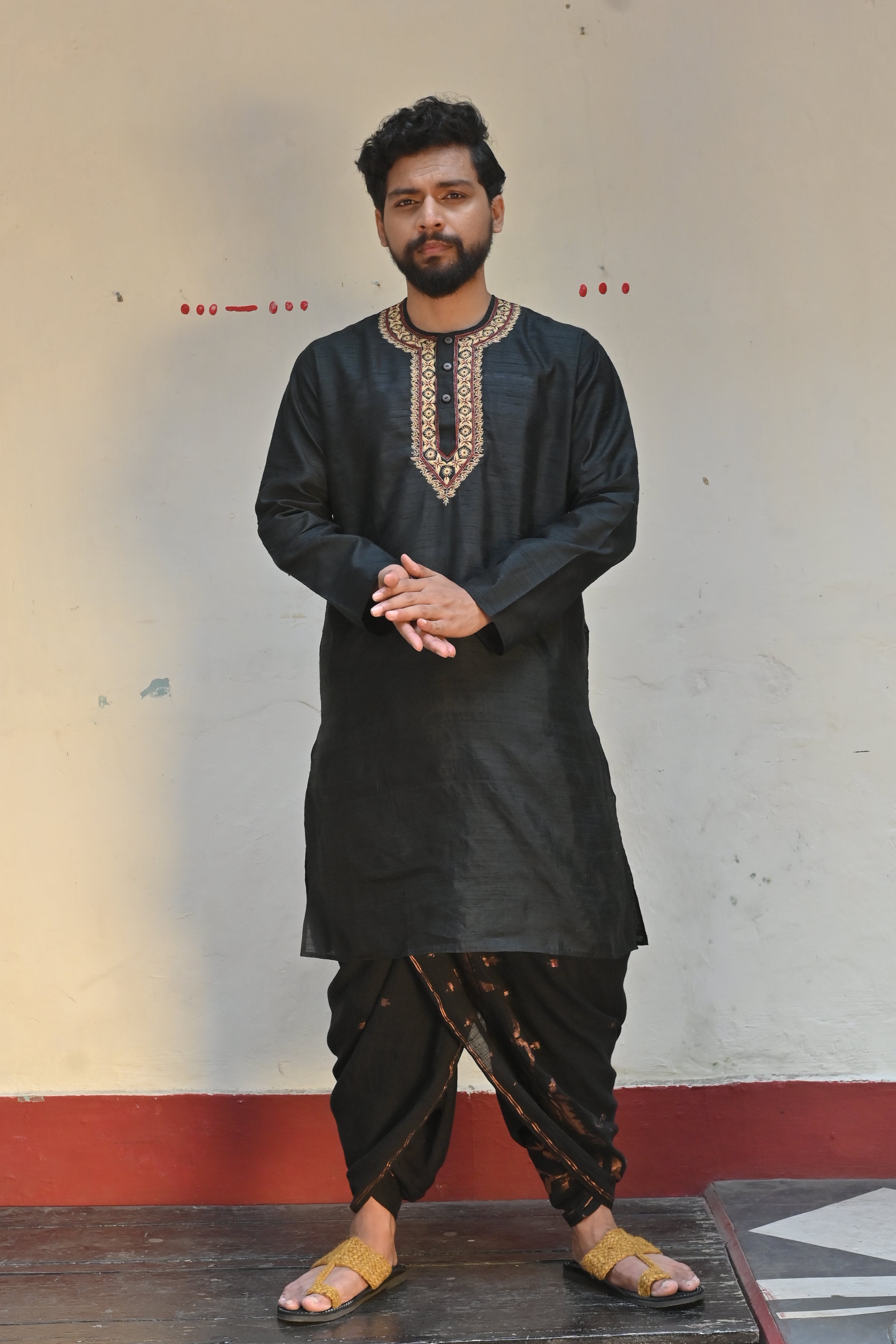 Black Zardousi Kurta