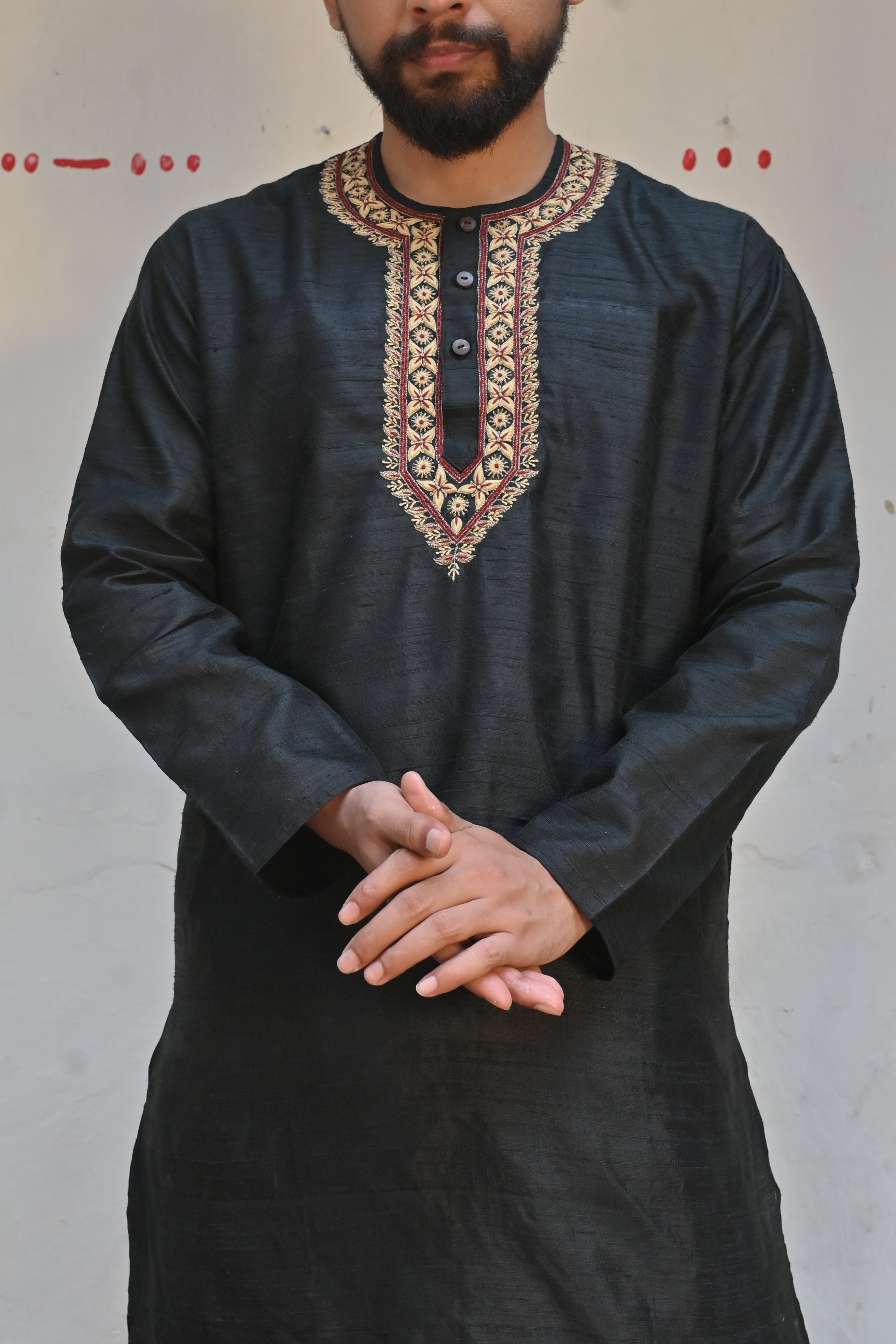 Black Zardousi Kurta