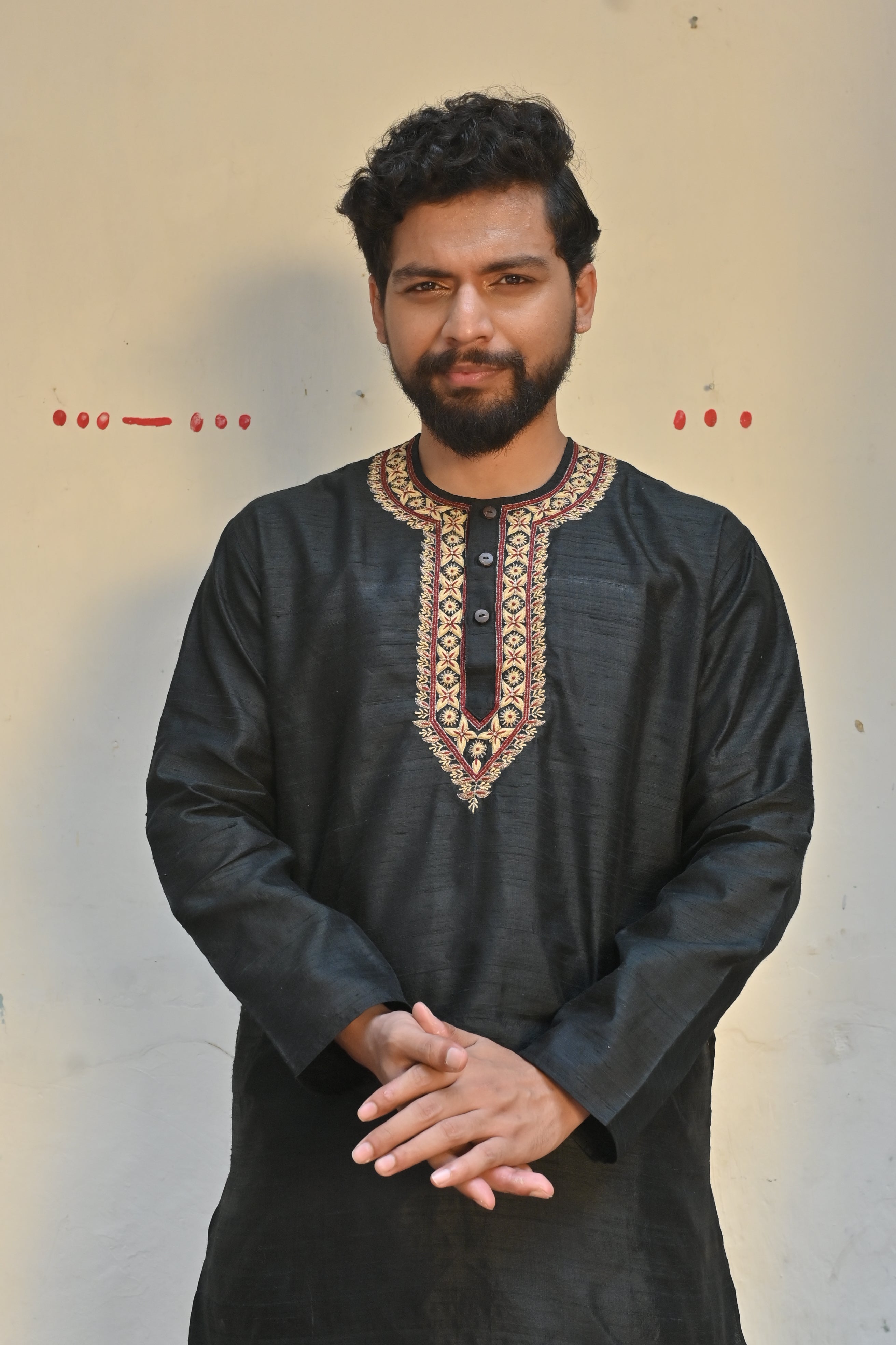 Black Zardousi Kurta