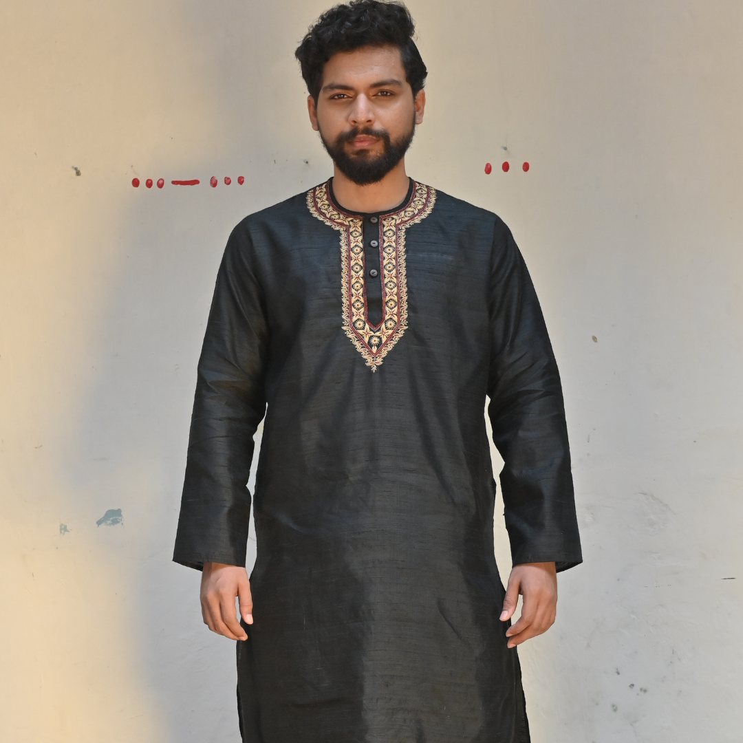 Black Zardousi Kurta