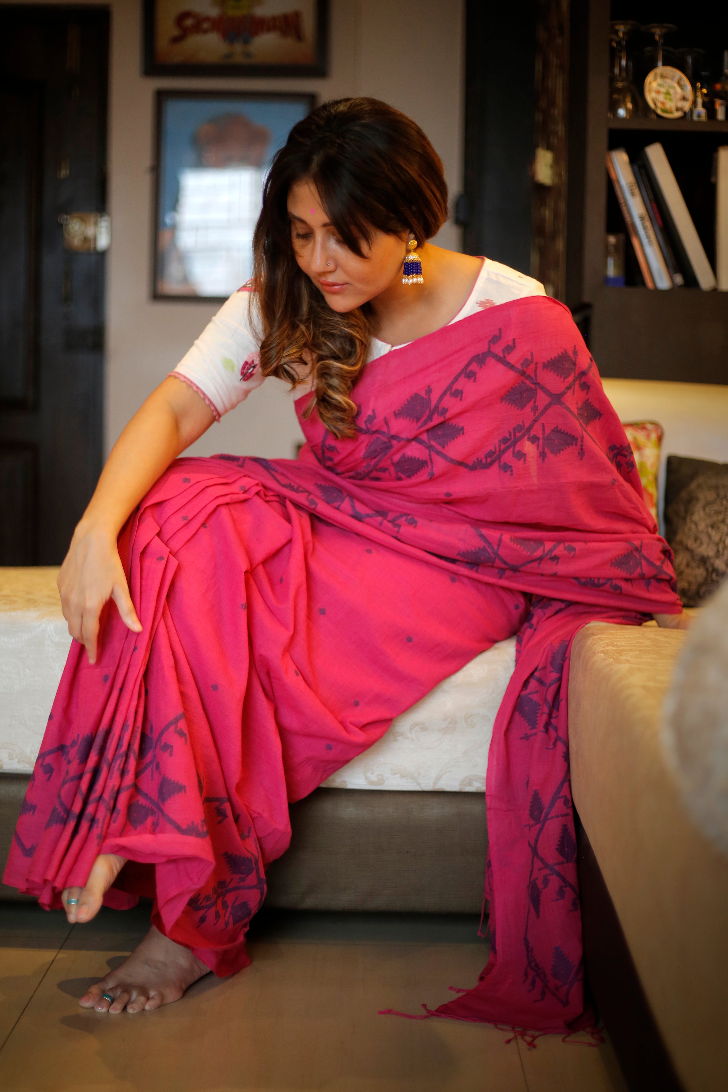 PINK JAMDANI SAREE