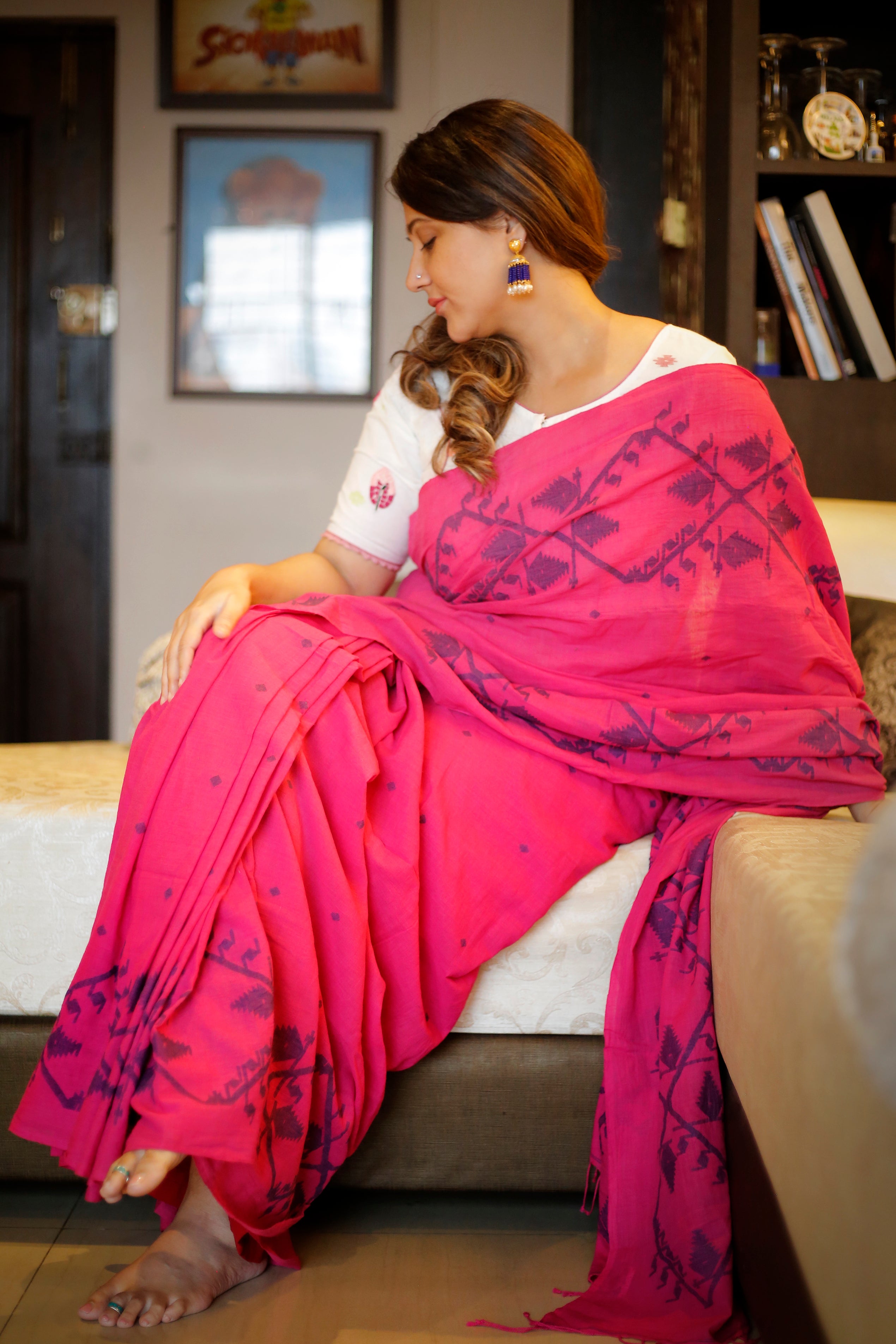 PINK JAMDANI SAREE