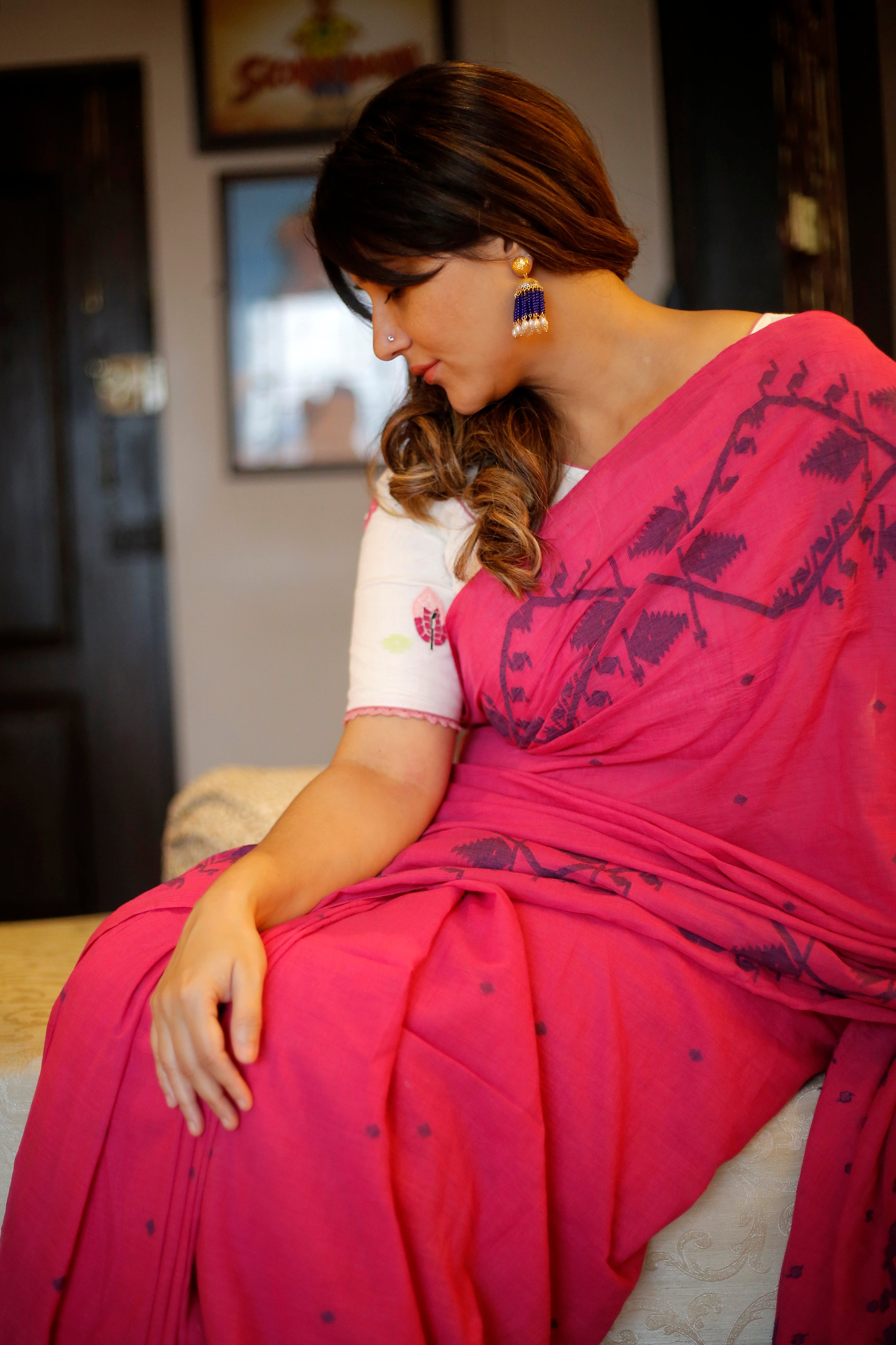 PINK JAMDANI SAREE