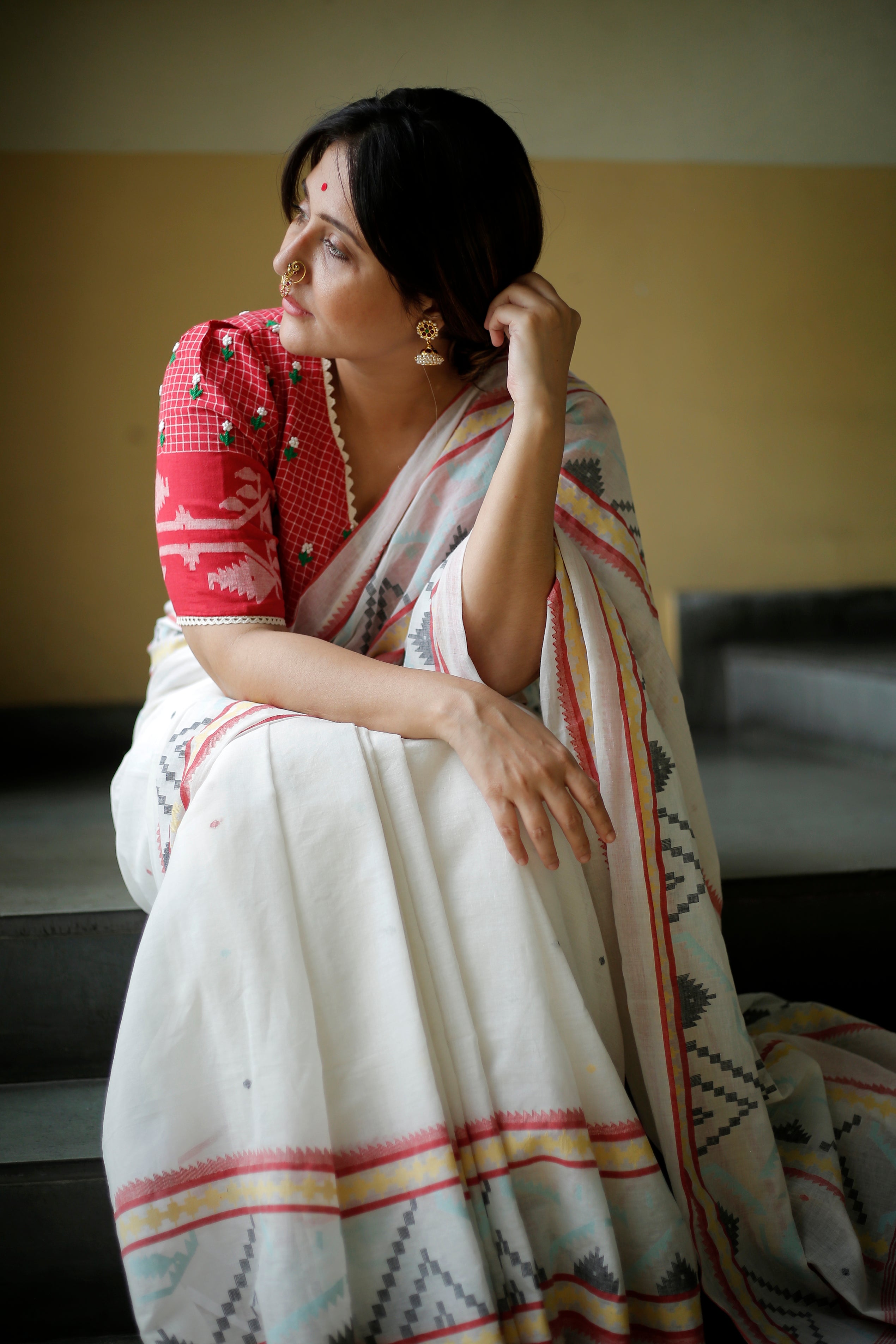 WHITE JAMDANI SAREE