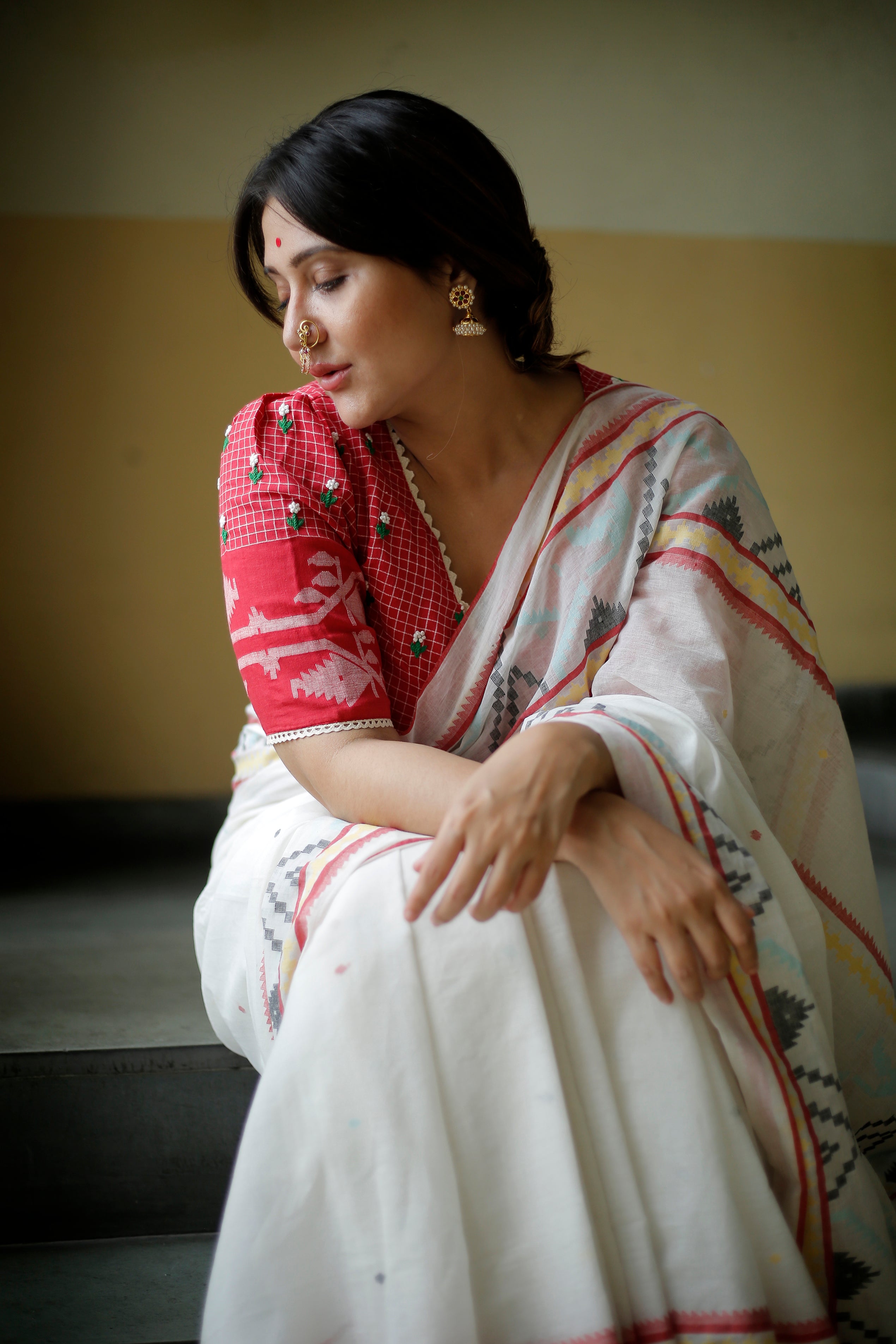 WHITE JAMDANI SAREE