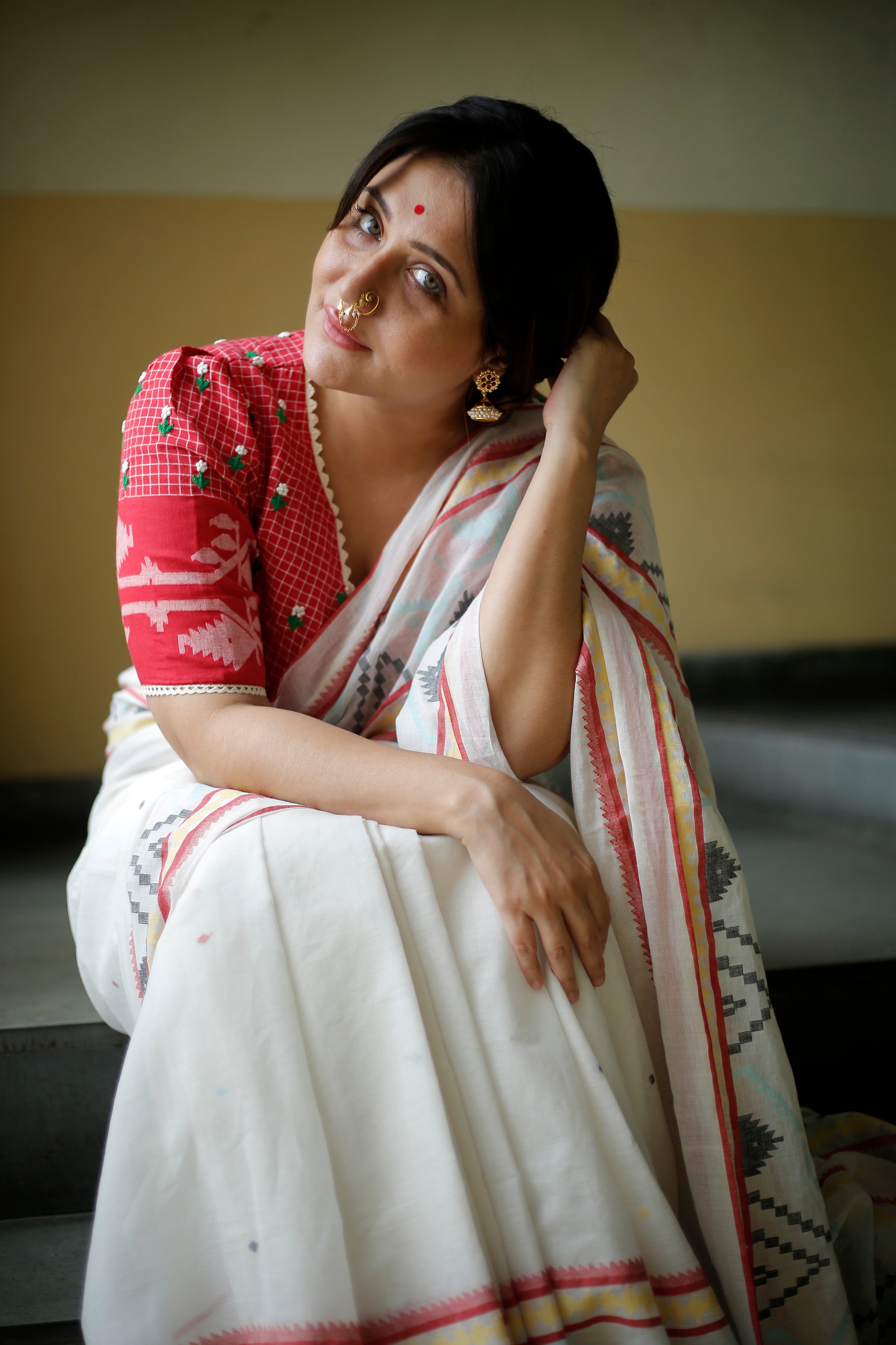 WHITE JAMDANI SAREE