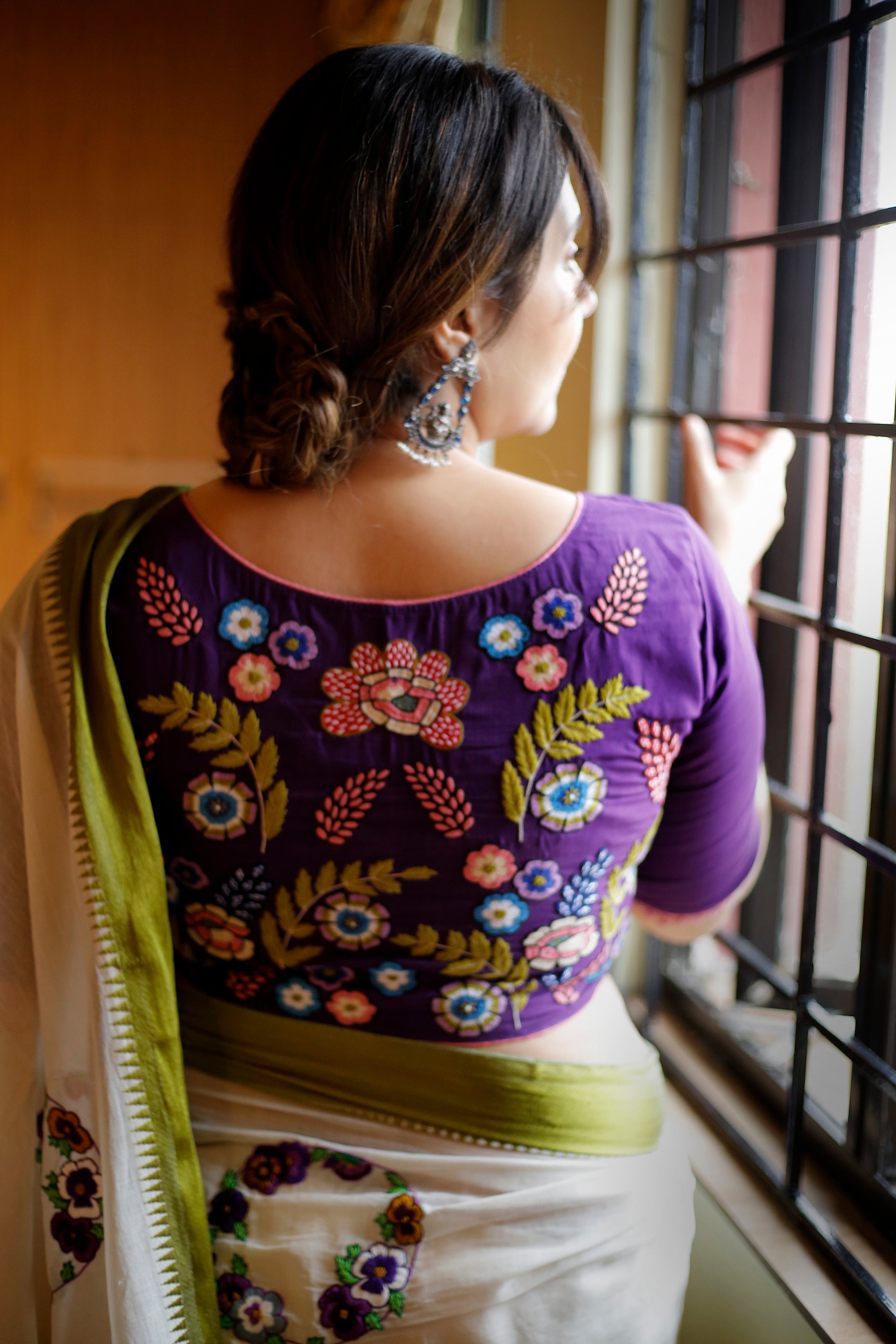 PURPLE FLOWER SAREE