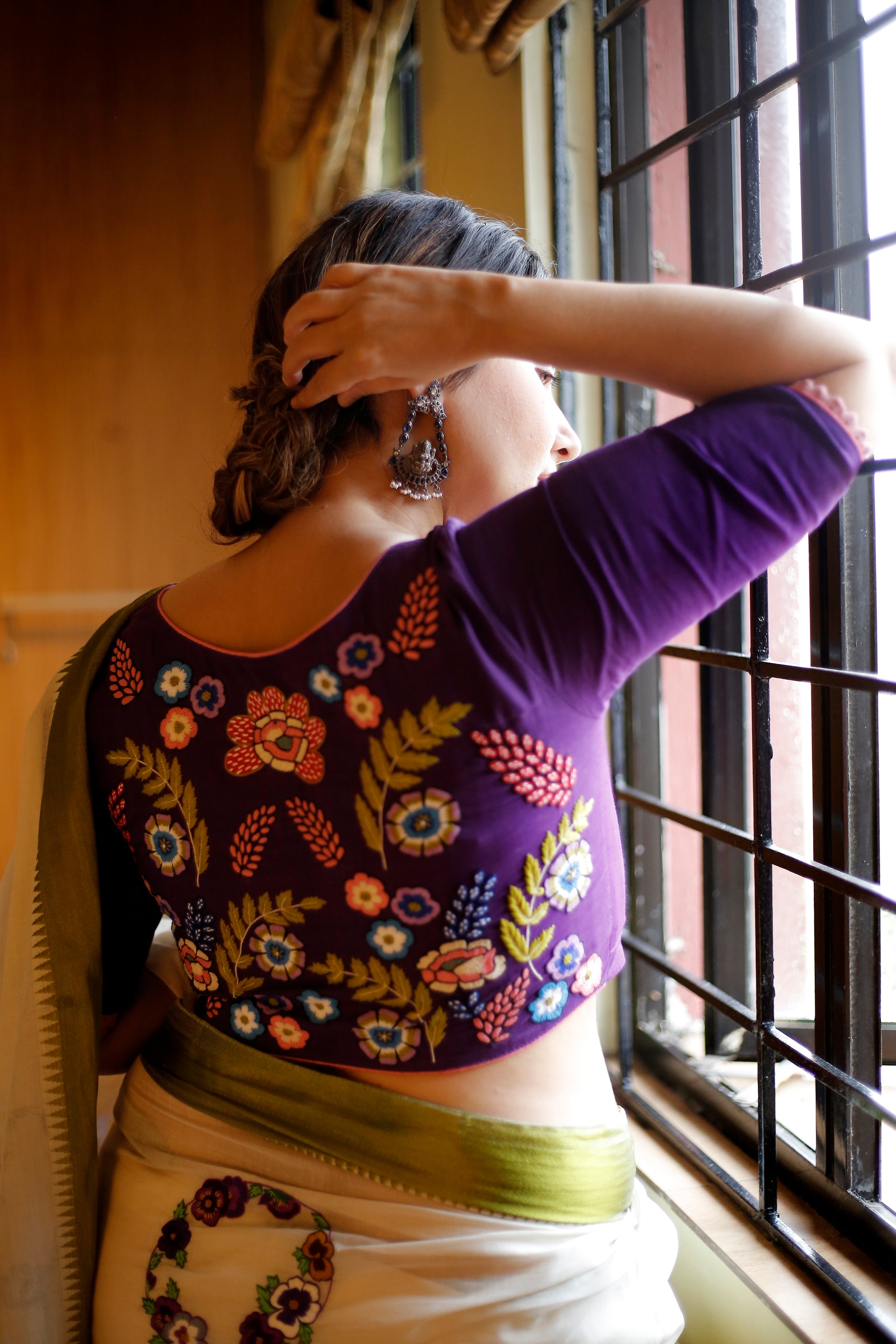 PURPLE FLOWER SAREE
