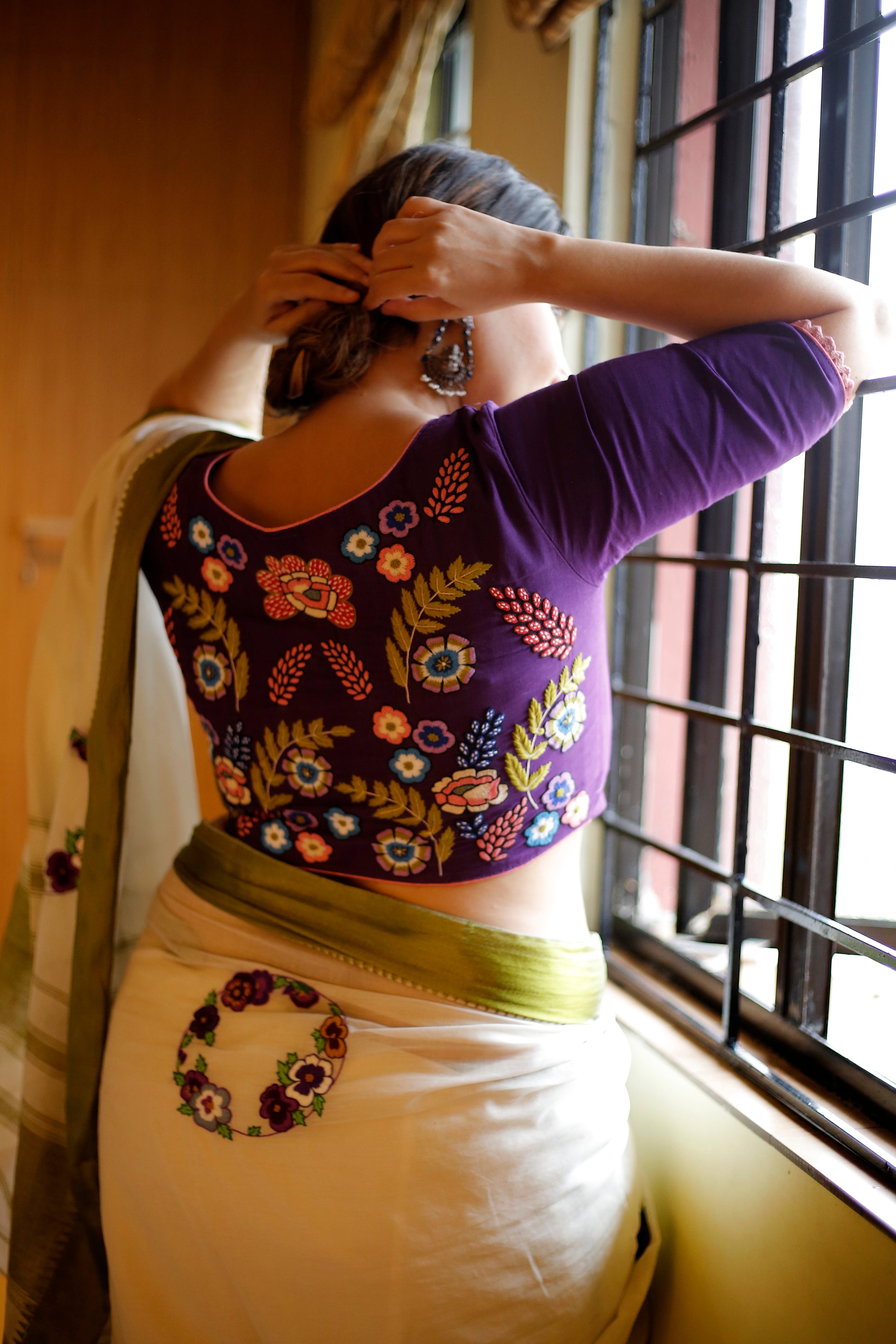 PURPLE FLOWER SAREE